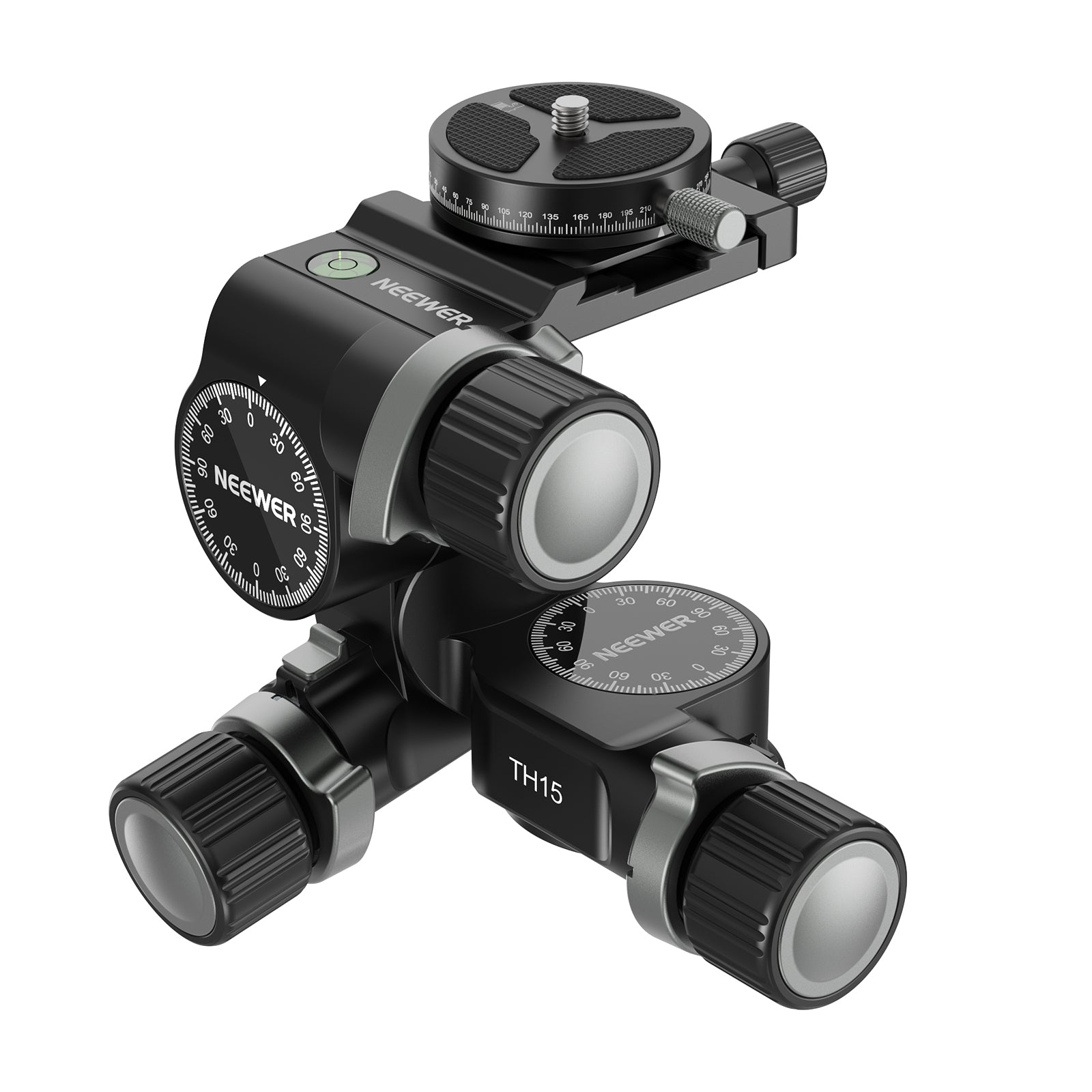 NEEWER TH15/TH16 3-Way Geared Tripod Head for DSLR Cameras - Professional Photography, Videography & Panoramic Shooting