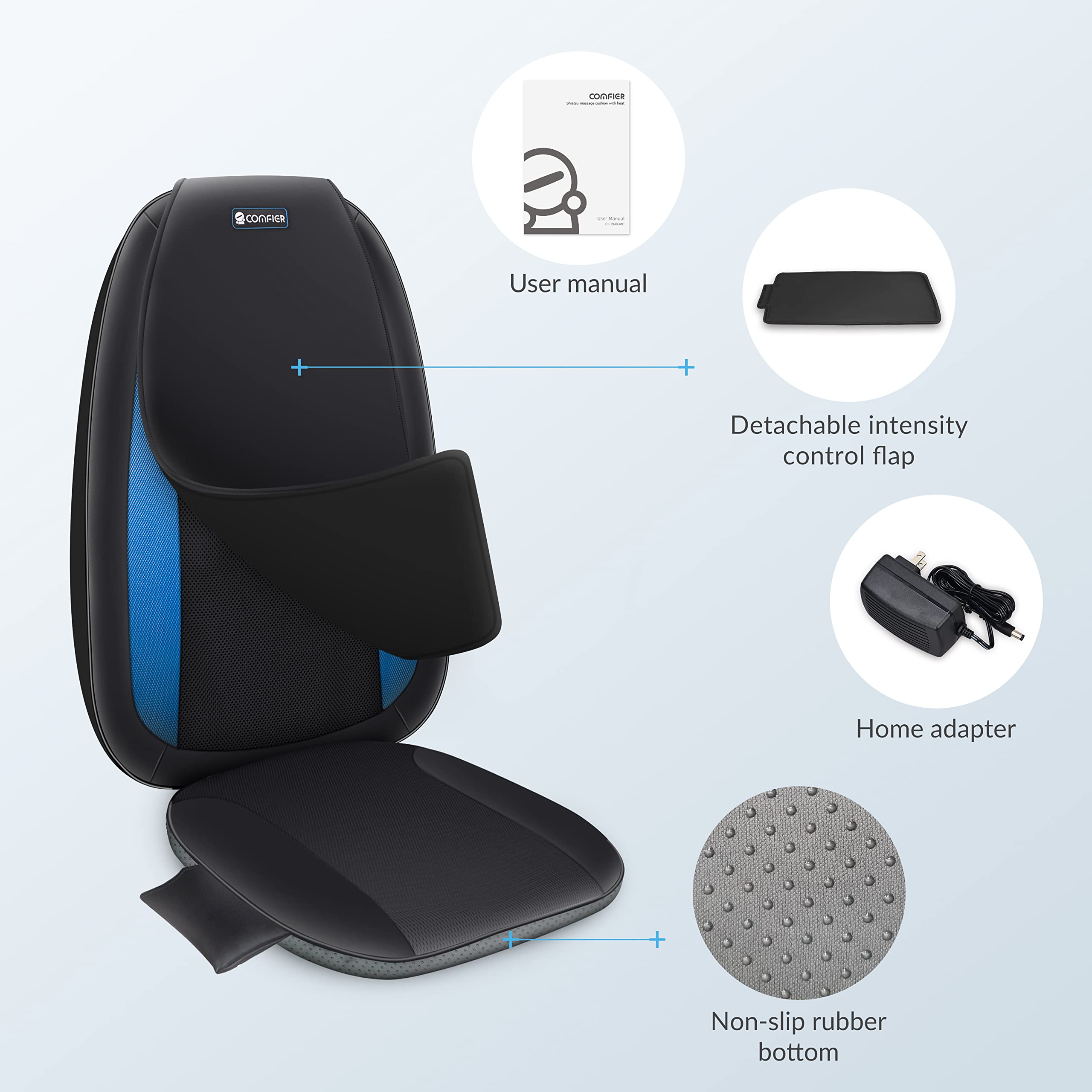 Comfier Shiatsu Back Massager with Heat - Deep Tissue Kneading Massage Seat Cushion for Full Back Pain Relief, Electric Body Massager Pad for Home, Office, Car Use - Perfect Gift for Men & Women (Valentine's Day, Birthday, Christmas) - Relax After Work, Reduce Stress & Muscle Tension
