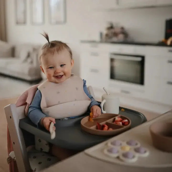 Mushie Silicone Suction Plate for Toddlers - Non-Slip Baby Feeding Dish with Woodchuck Design - Perfect for High Chairs, Travel & Mess-Free Meals