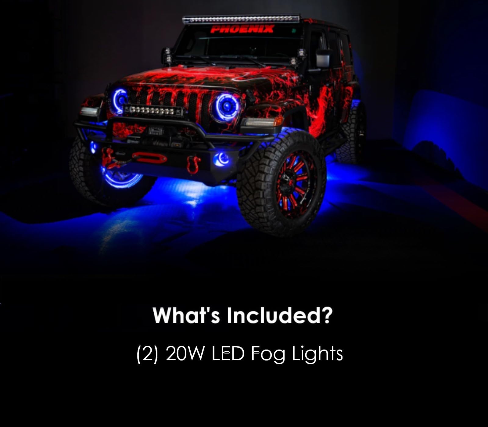 ORACLE Lighting 5847-002 Pair of 20W LED Fog Lights for 2018-2024 Jeep Wrangler JL - Blue - DOT Compliant - Rugged & Durable Off-Road Lights - High Performance LED Fog Lamps for Night Driving & Off-Road Adventures