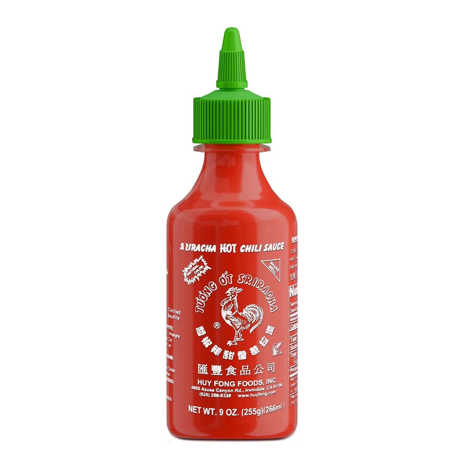 Huy Fong Sriracha Hot Chili Sauce - 9oz Bottle | Premium Asian Chili Garlic Sauce for Cooking, Pho, Ramen & Stir Fry | Vegan & Gluten-Free Hot Sauce for Wings, Tacos & Burgers