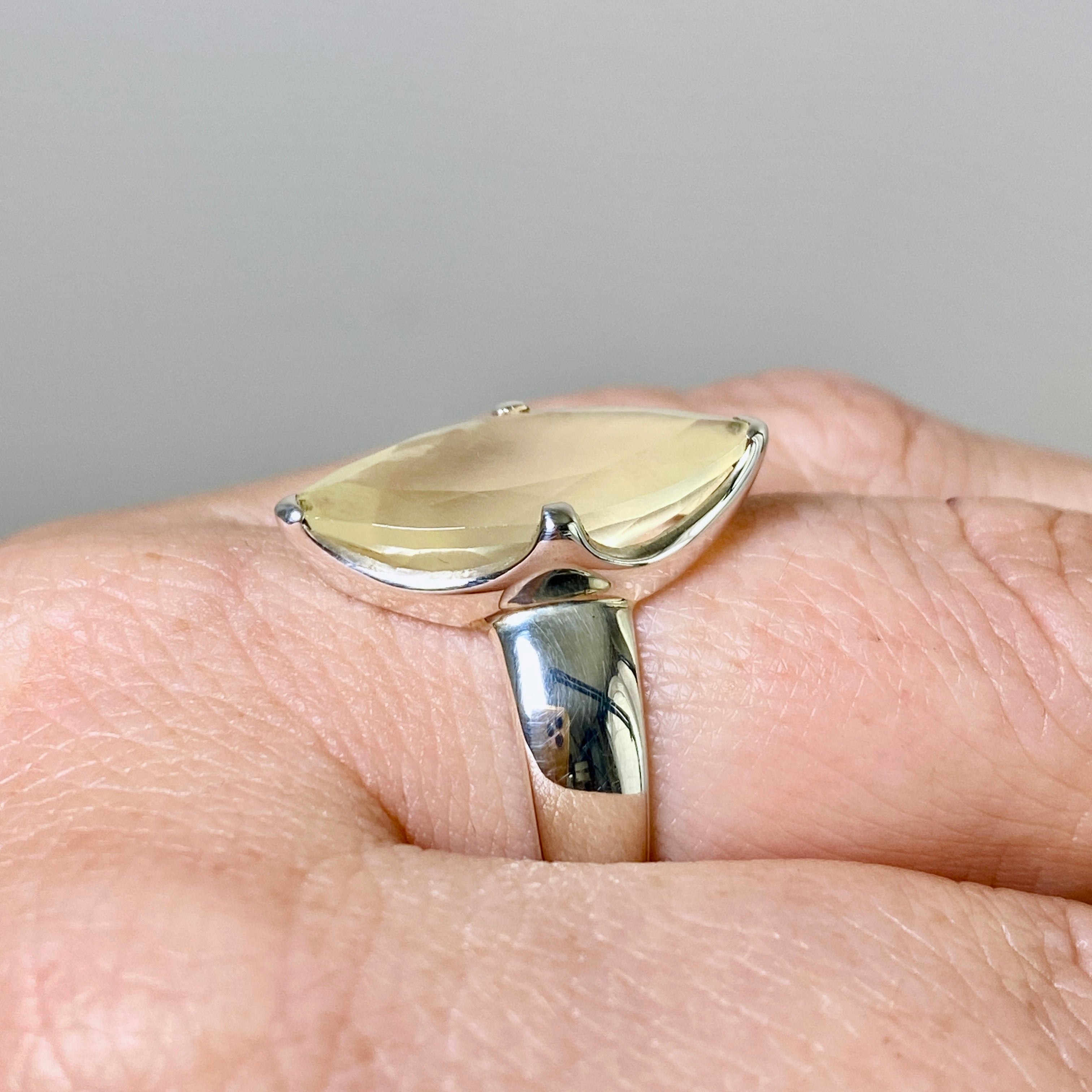 Prehnite Marquise Faceted Ring Size 7.5 - Dainty Green Gemstone Jewelry for Women - Perfect for Weddings, Engagements & Everyday Elegance