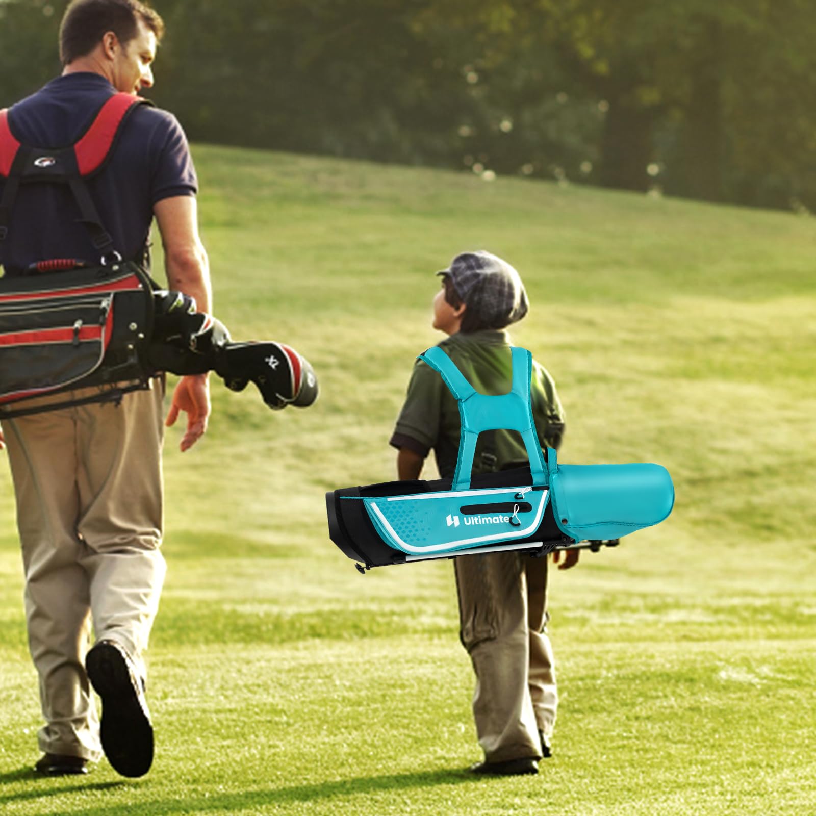 **Goplus Junior Complete Golf Club Set for Kids Ages 5-13 - Right Hand Golf Clubs with Stand Bag, Rain Hood & Practice Accessories - Perfect for Boys & Girls Learning Golf at Home or Driving Range**