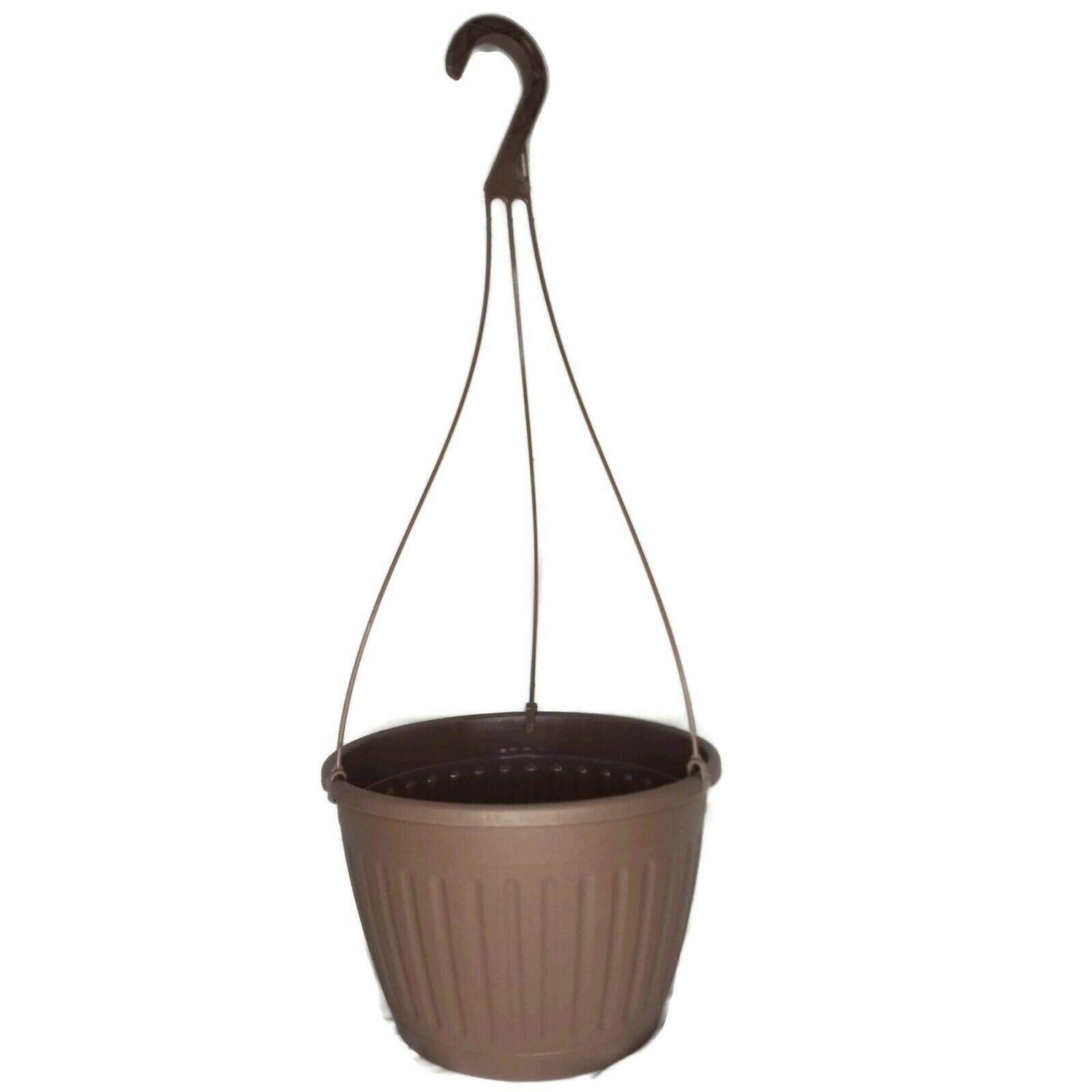 CarteRE 10 Inch Brown Woven Baskets Set of 5 - Decorative Flower Pots for Indoor Plants, Succulents, Herbs | Rustic Garden Planters with Stand for Home, Office, Patio Decor