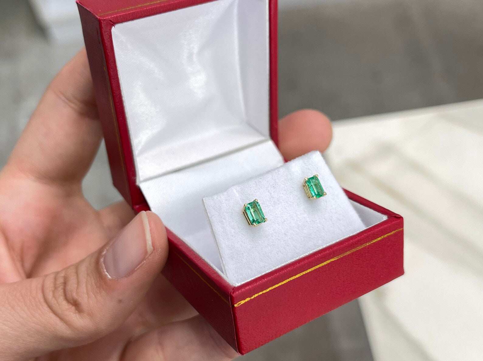 0.80tcw Dainty Four Prong Classic Emerald Cut Stud Earrings 14K Gold - Elegant Everyday Jewelry for Women, Perfect Gift for Birthday, Anniversary & Special Occasions