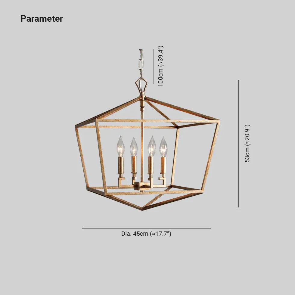 Vintage Industrial Geometric Cage Candelabra Ceiling Light - Rustic Metal Pendant Lighting for Dining Room, Kitchen, or Bedroom