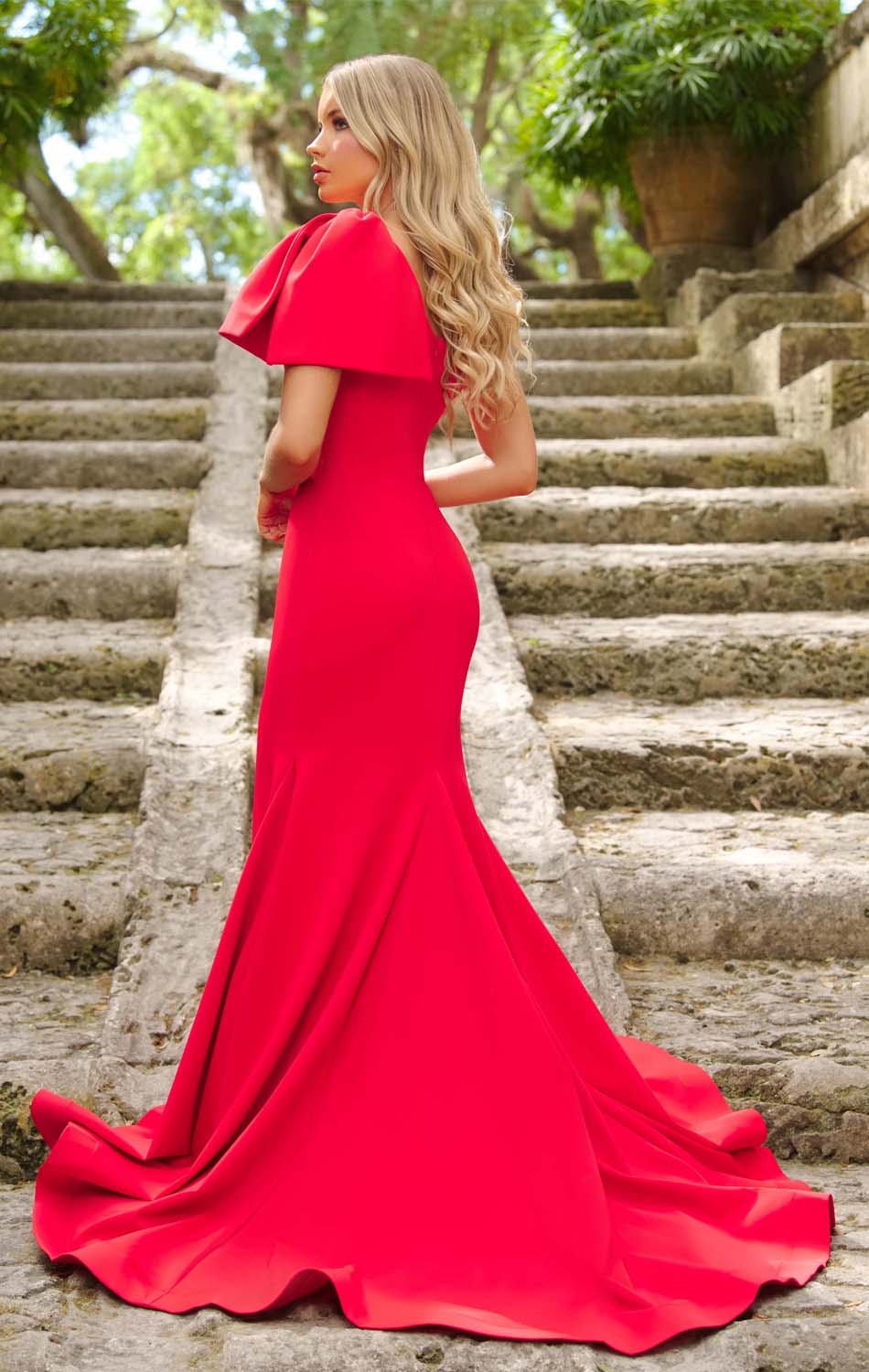 Ava Presley Elegant One Shoulder Long Dress with Bow - Perfect for Evening Gala, Prom, Wedding & Special Occasions