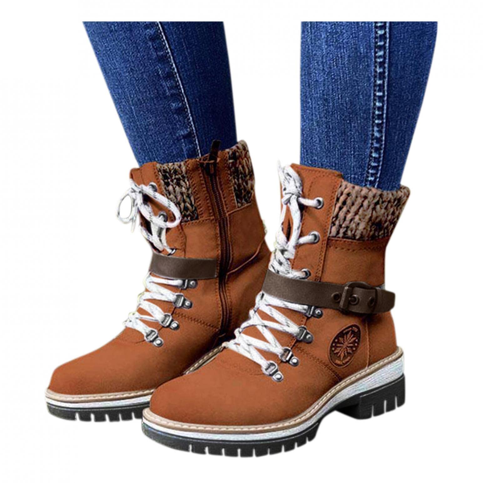 NOLDARES Women's Thigh High Buckle Boots - Stretchy Wedge Heel, Side Zipper, Slip On Over The Knee Casual Boots for Fall Winter Fashion, Party & Night Out