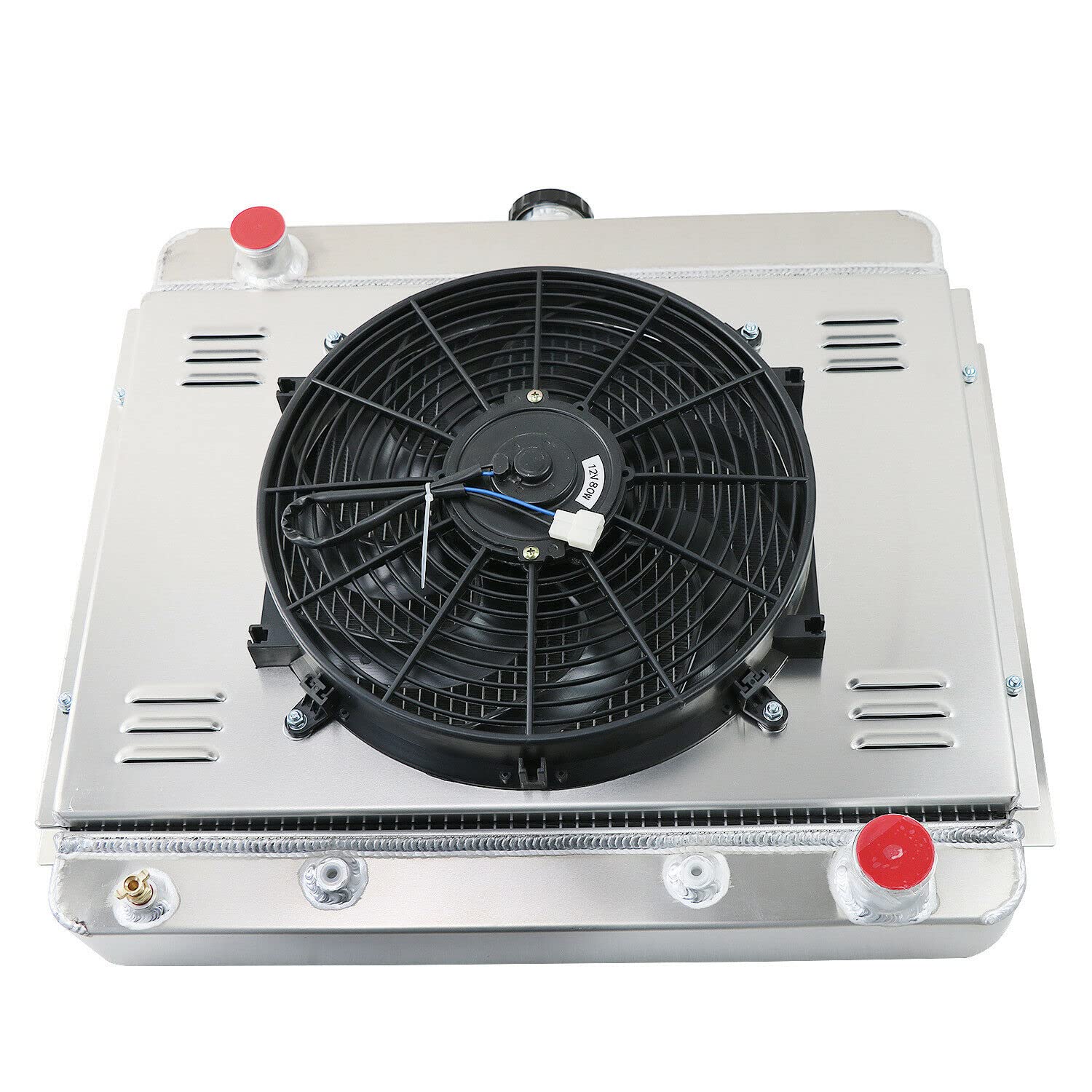 High-Performance 4-Row Aluminum Radiator for 1962-1967 Chevy II/Nova/Nova SS V8 - Direct Fit with Fan Shroud & Relay - Perfect for Classic Car Restoration & Hot Rod Upgrades (Fits 1963, 1964, 1965, 1966 Models) - Ideal for Street Racing, Car Shows & Summer Driving