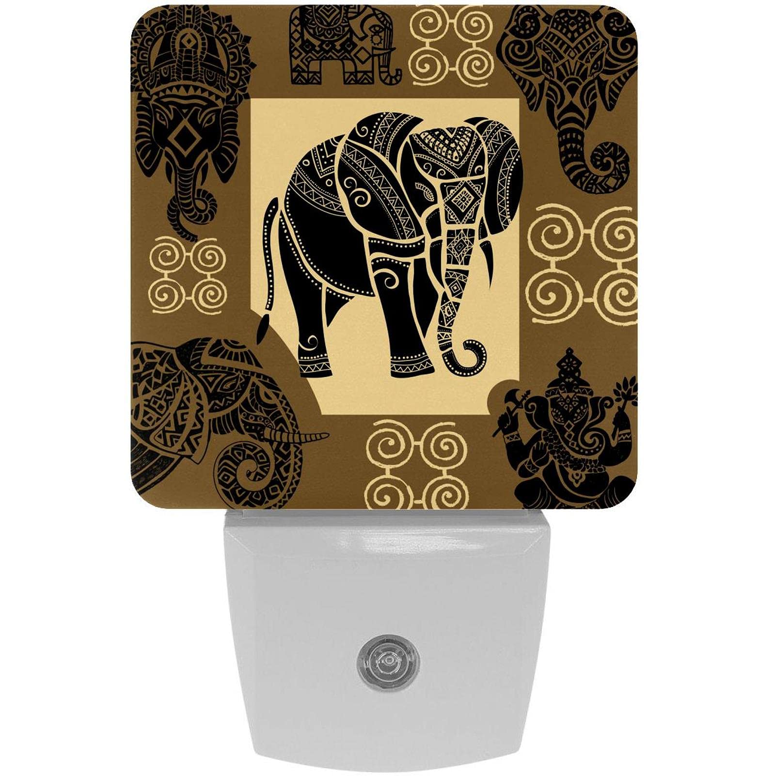 2 Pack Elephant Silhouette LED Night Lights with Dusk to Dawn Sensor - Plug in Night Light for Nursery, Kids Room, Hallway & Kitchen | Perfect for Bedtime Safety & Soft Ambient Lighting