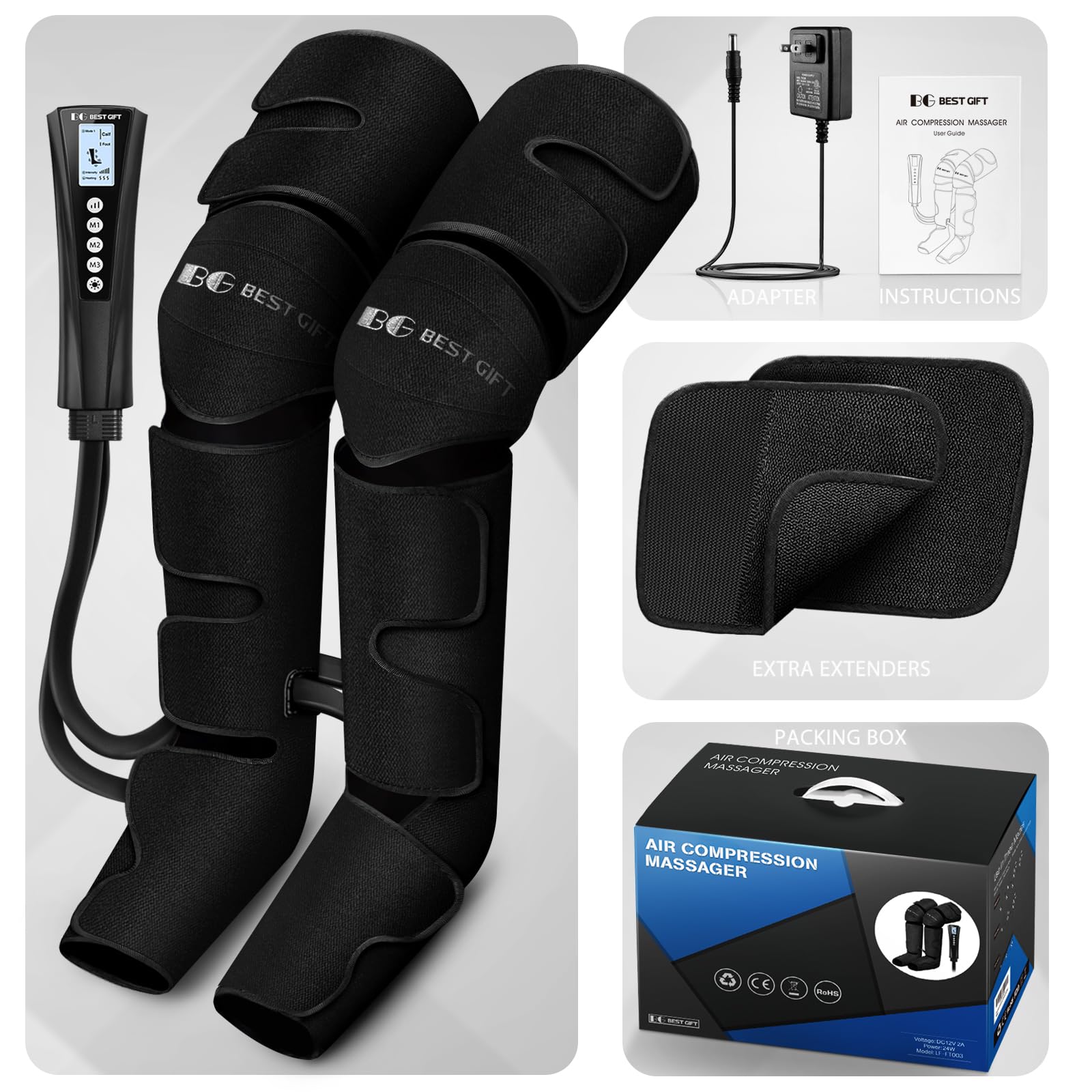 Air Compression Foot & Leg Massager with Heat - Relief for Varicose Veins & Muscle Fatigue - Perfect Mother's Day, Father's Day & Christmas Gift for Parents - Ideal for Home Relaxation & Post-Workout Recovery