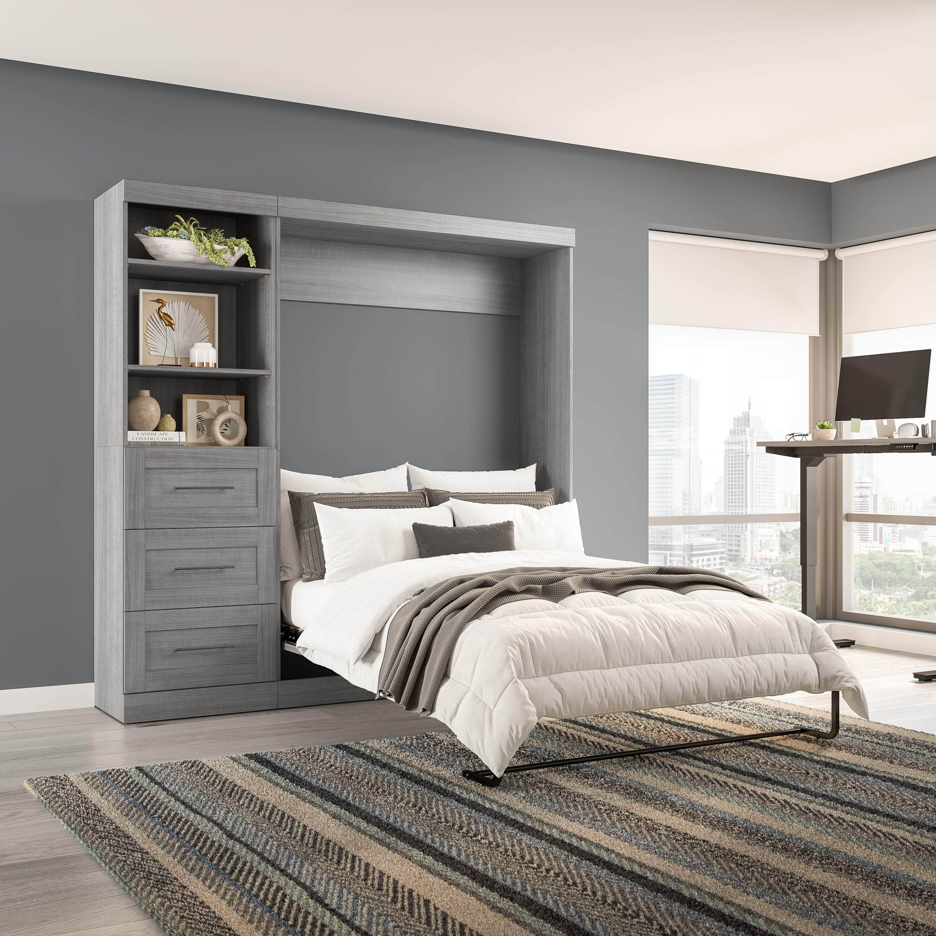 Pur Full Murphy Wall Bed with Storage Drawers - 84