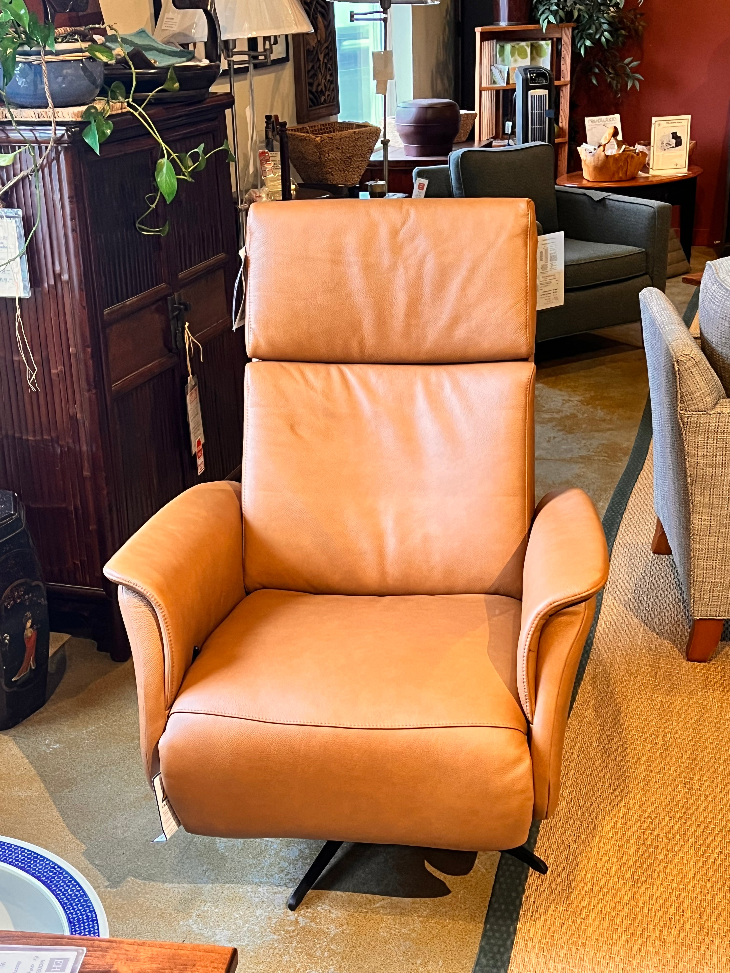 Hjort Knudsen 8007 Superior Swivel Recliner Chair - Large Size Luxury Leather Living Room Recliner with 360° Swivel Base | Perfect for Home Theater, Game Room & Office Relaxation