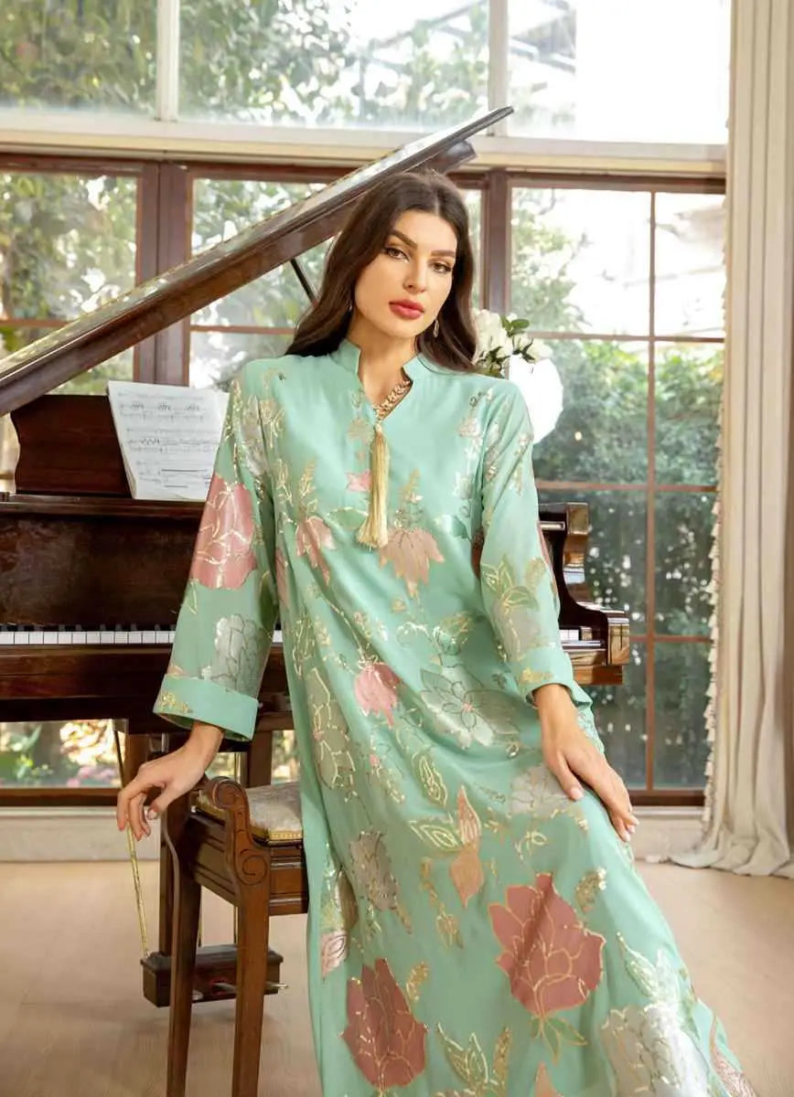 Elegant Eid Dress for Women - Embroidered Sequin Chiffon Kaftan Caftan Outfit | Perfect for Eid Celebrations, Weddings & Special Occasions