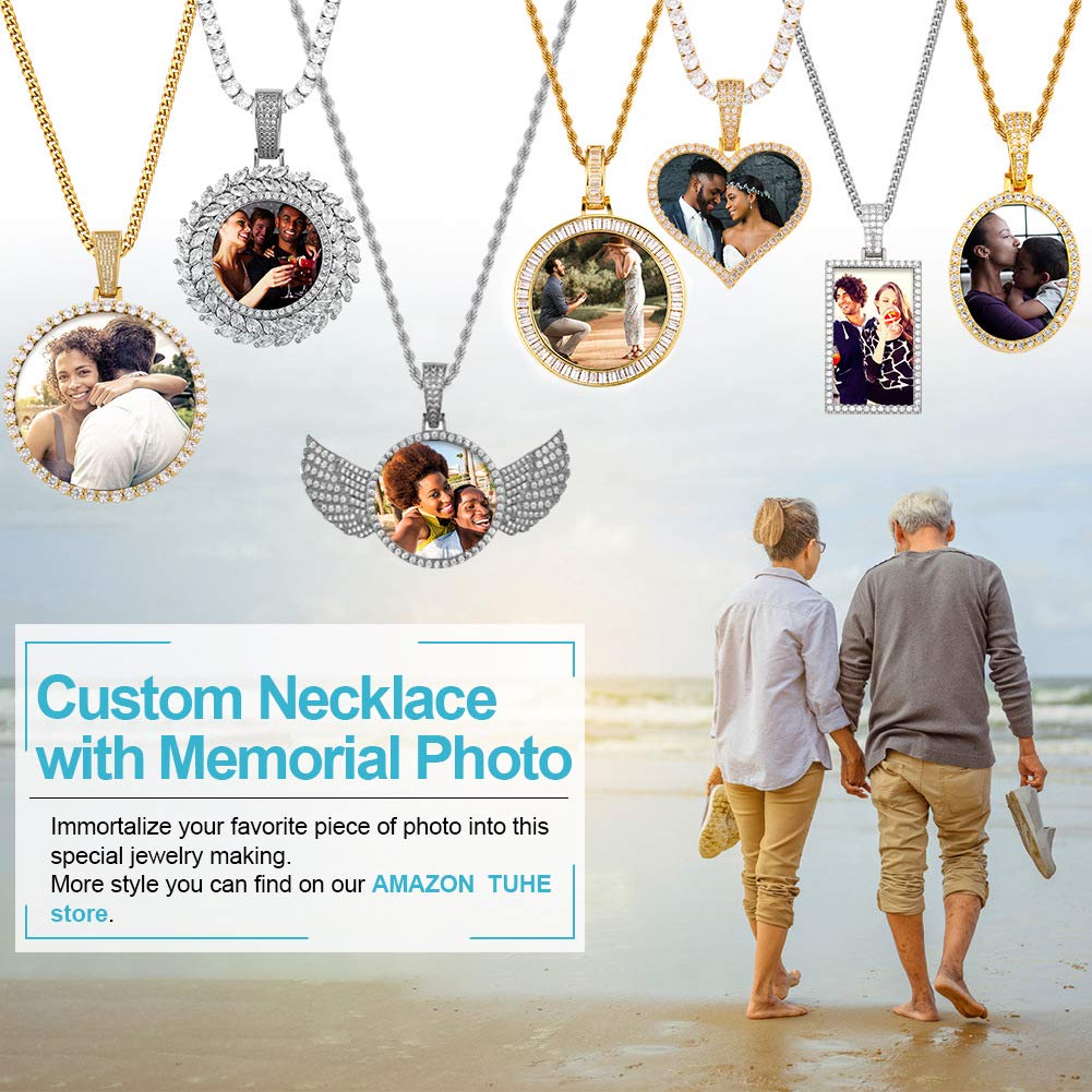 Personalized Photo Necklace - Custom Engraved Round Pendant with Gold/Silver Chain for Men & Women - Perfect Gift for Anniversaries, Birthdays & Memorial Keepsakes