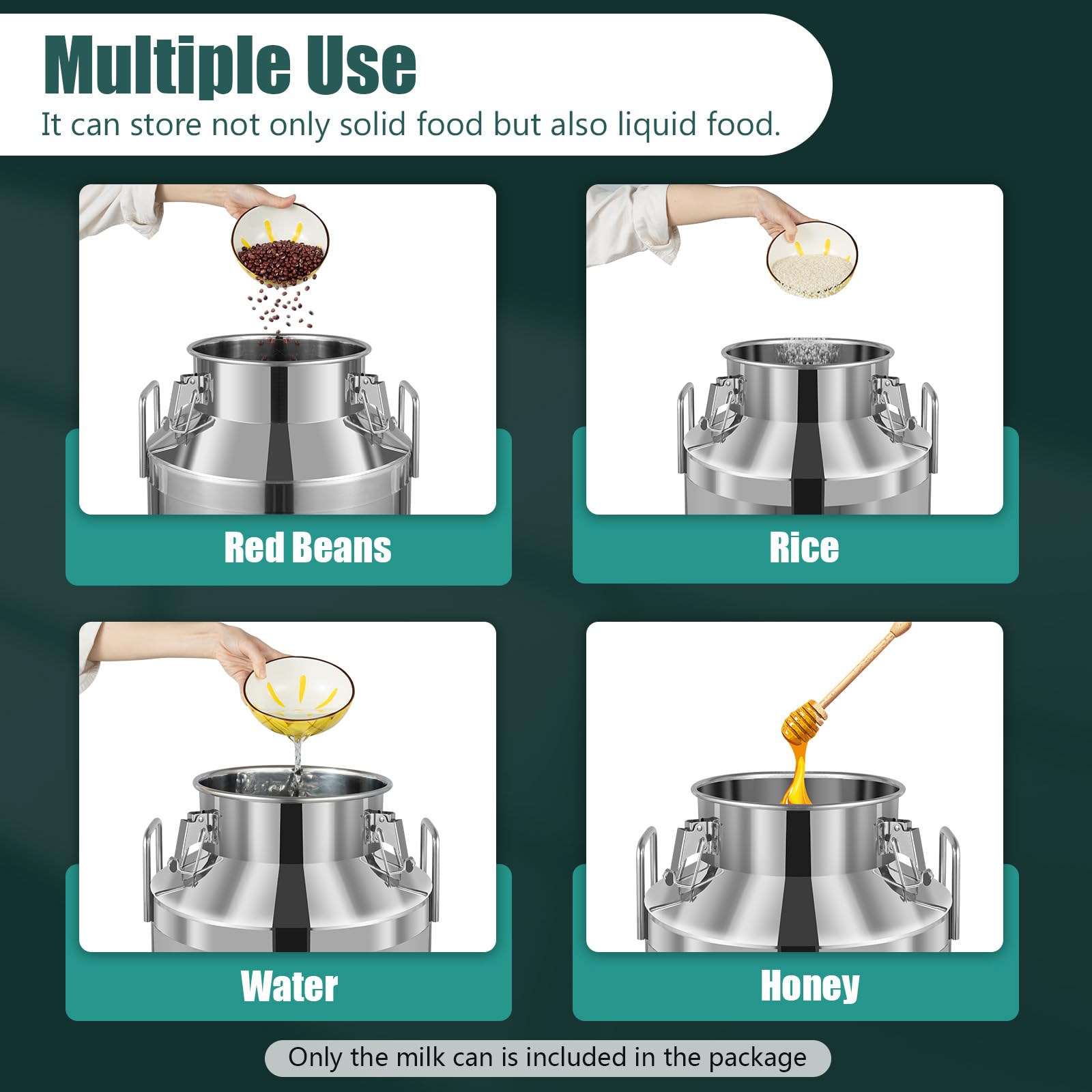 60L/15.85 Gallon Stainless Steel Milk Can with Sealing Lid - 201 Food Grade Milk Jug, Wine Pail & Liquid Storage Container - Perfect for Kitchen, Home, Restaurant - Ideal for Dairy, Beverage & Bulk Food Storage