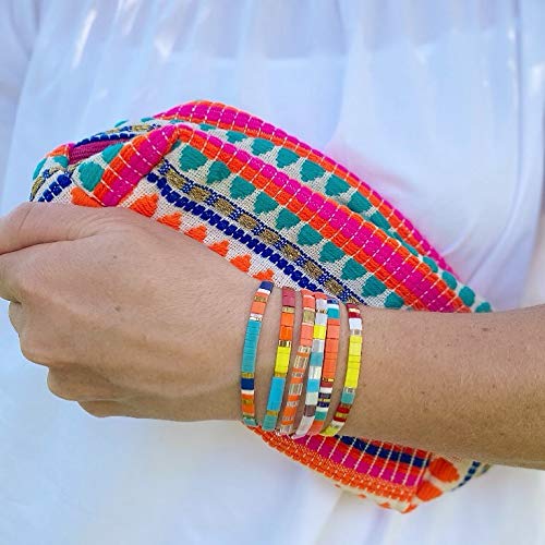 KELITCH Women's TILA Beaded Bracelet - Handmade Stretch Friendship Bracelet with Miyuki Beads in Candy Colors (Yellow 02C) - Perfect for Stacking, Gifts, and Boho Fashion Accessories