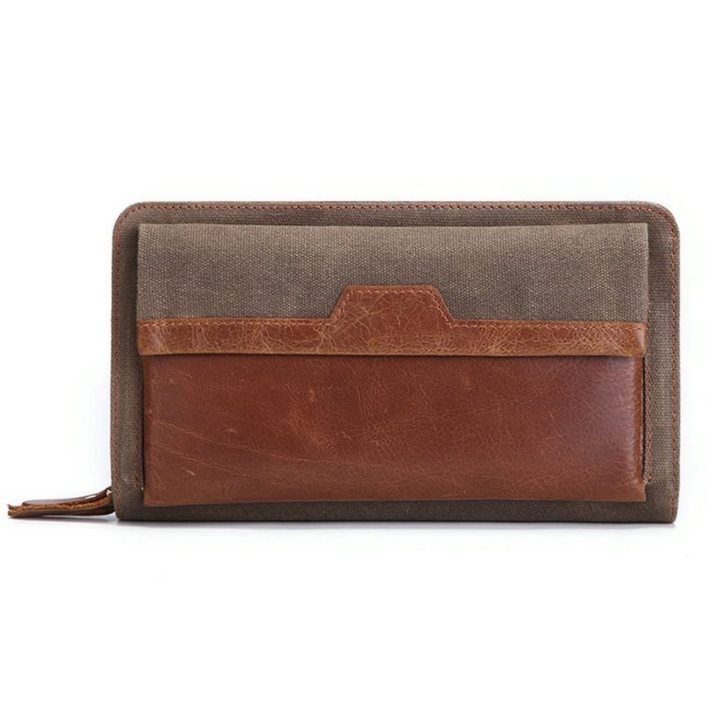 Premium Men's Leather Clutch Wallet with Zipper - Genuine Cowhide Multi-Functional Long Wallet for Men (Black, One Size) - Perfect for Business, Travel & Everyday Use