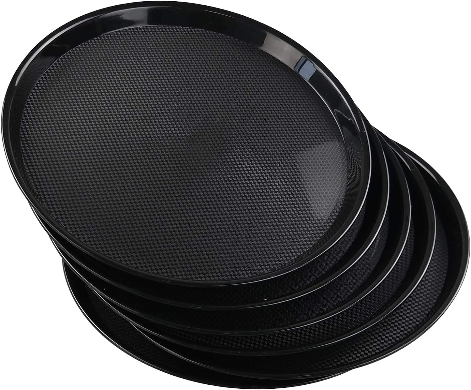 InnMart 16 Inch Round Plastic Fast Food Serving Trays - Pack of 8 | Durable Cafeteria Tray Platters for Restaurants, School Lunch, Buffet & Catering Events | BPA-Free & Dishwasher Safe