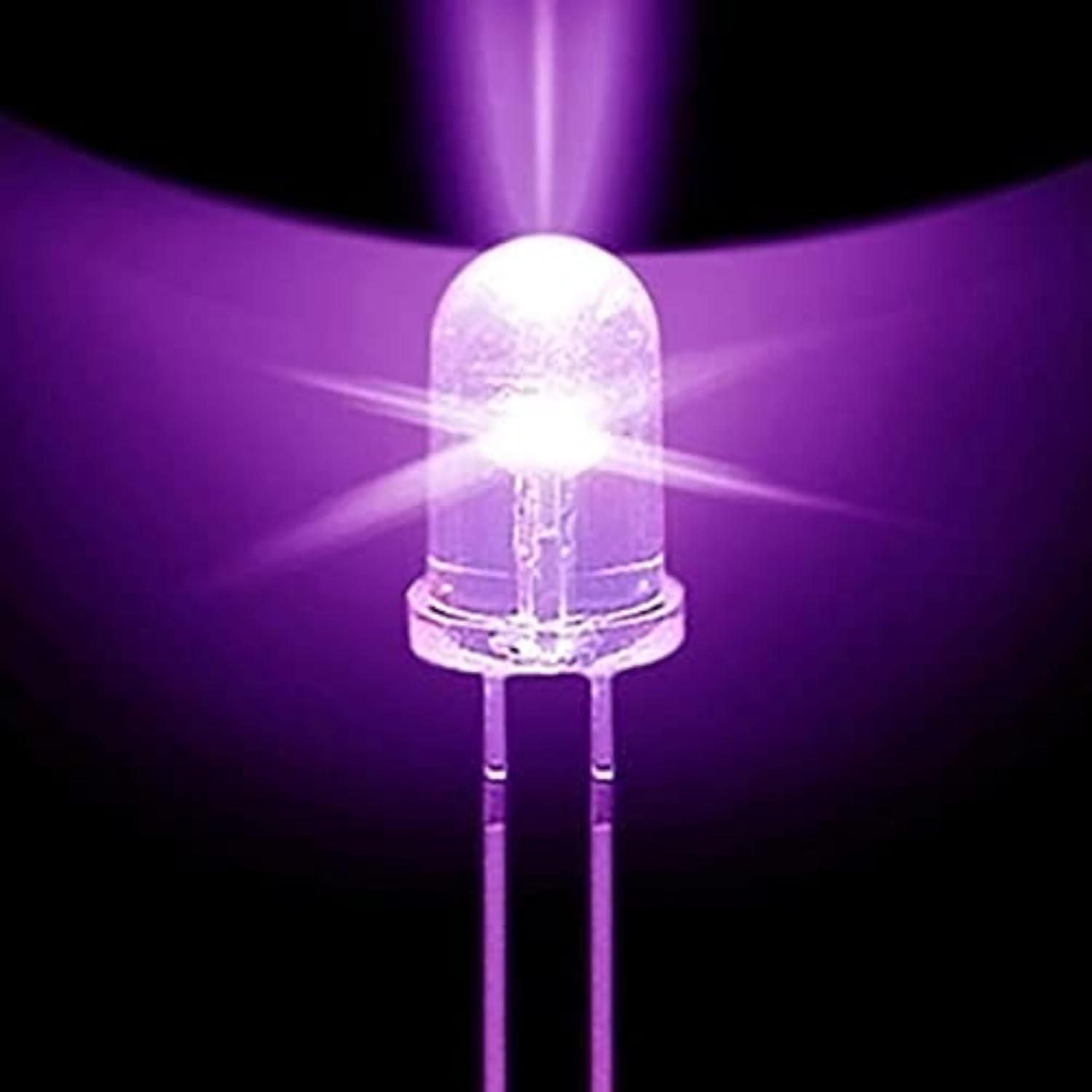 100PCS Super Bright 5mm Round UV/Purple LED Diodes - F5 LED Lights for DIY Projects, Halloween Decorations, and Party Lighting