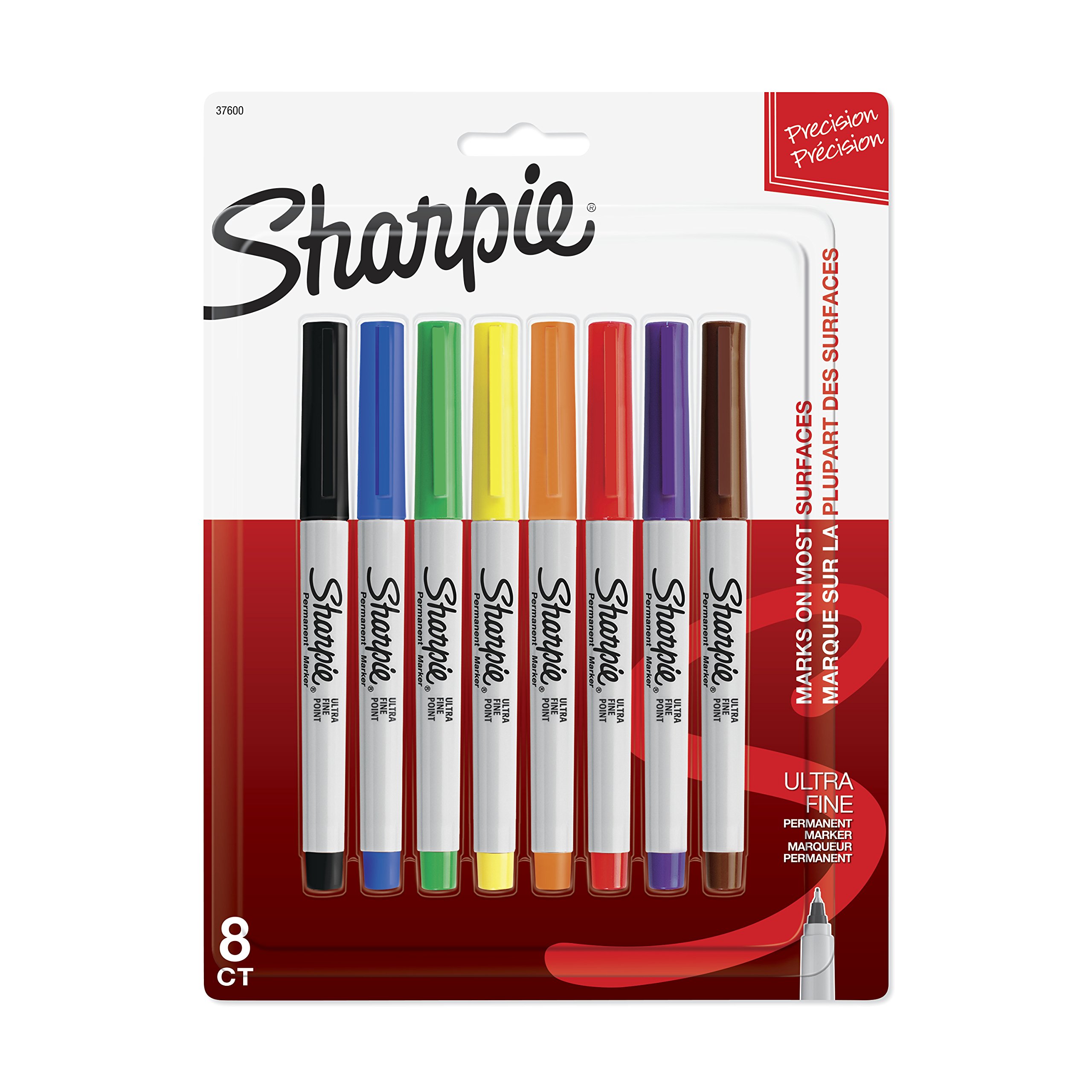 SHARPIE 37600PP Permanent Markers - Ultra Fine Point (0.4mm) - 8 Pack Classic Colors - Ideal for Office, School & Art Projects