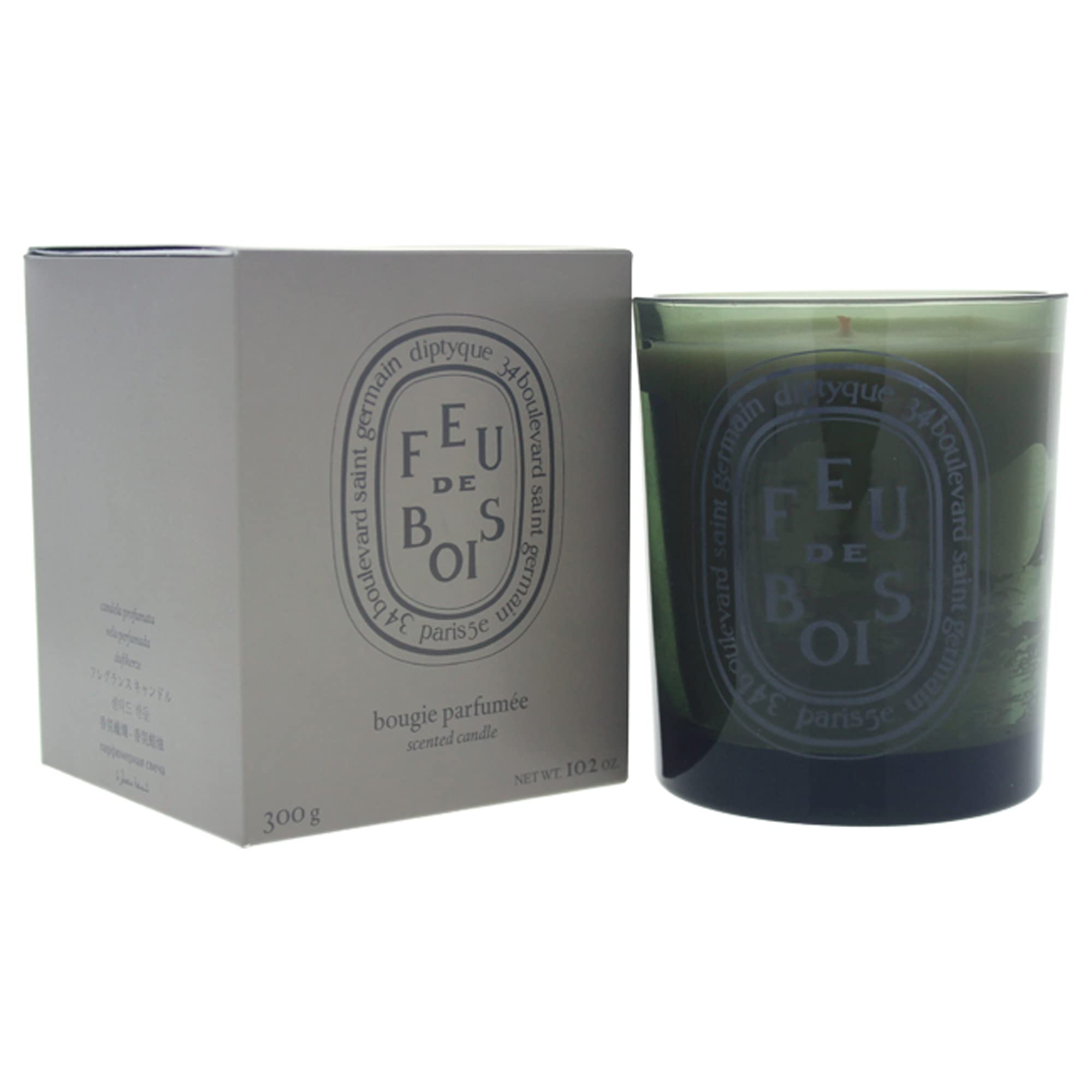 Diptyque Grey Feu de Bois Scented Candle - 10.2 oz Red Luxury Home Fragrance for Cozy Winter Nights & Romantic Ambiance