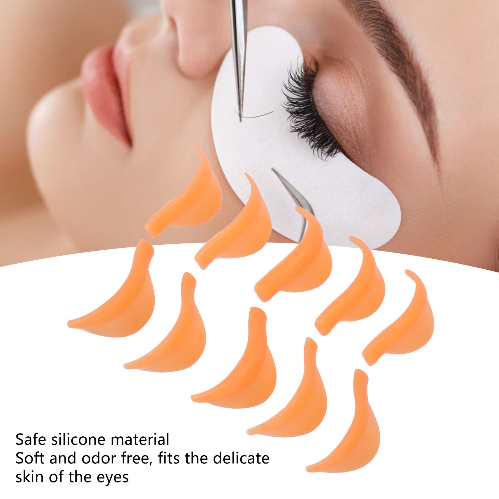 Lash Perm Pads & Eyelash Perm Rods - 5 Pairs of Long-Lasting Orange Perming Tools for Professional Lash Lifting | Perfect for Salon, Home Use & DIY Eyelash Styling