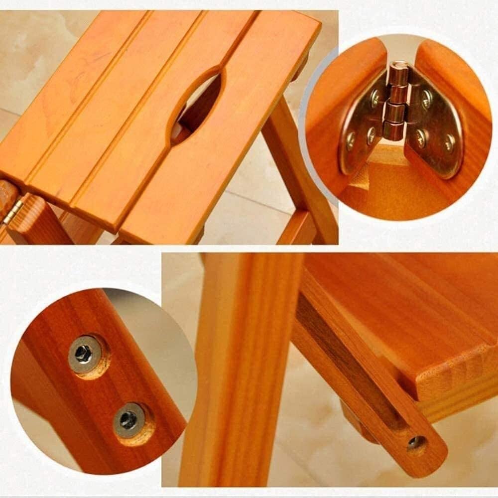OKUOKA Multi-Functional 3-Tier Wooden Step Stool for Adults - Foldable Ladder Stool, Solid Wood Home Step Stool for Kitchen, Bathroom, and Storage Use