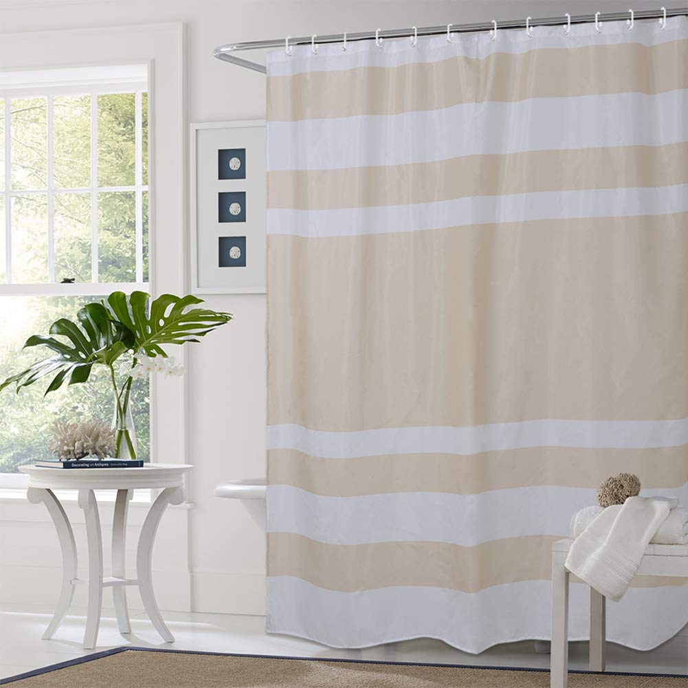 ELEOPTION Waterproof Polyester Shower Curtain - Striped Bathroom Decor with 12 Hooks | Perfect for Modern Bathrooms & Guest Suites