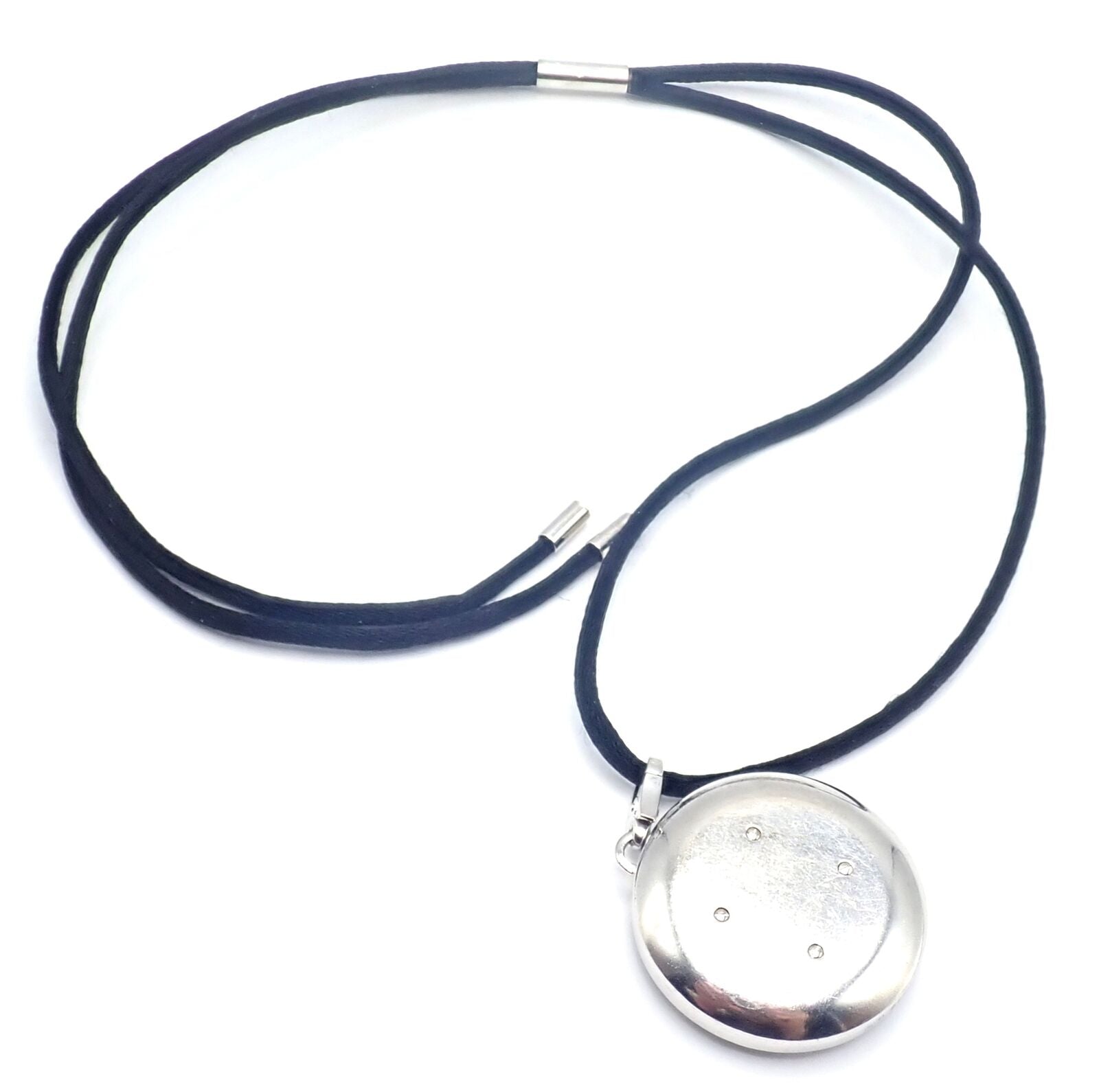 Cartier Pasha 18k White Gold Pendant Necklace with Pave Diamonds & Mother of Pearl - Luxury Jewelry for Women, Perfect for Weddings & Special Occasions