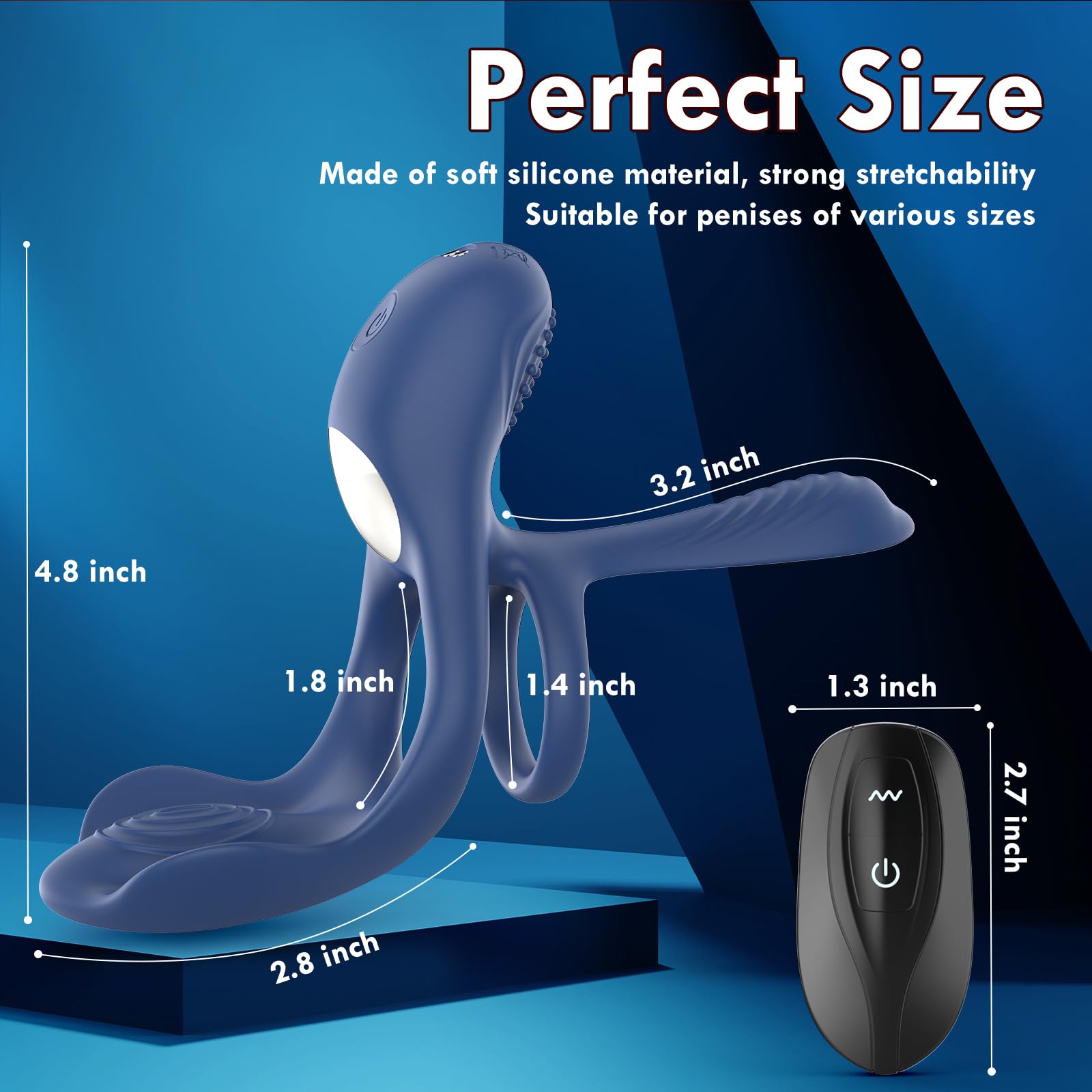 3 in 1 Vibrating Cock Ring Sex Toy for Couples - 10 Powerful Vibration Modes, G Spot & Clitoral Stimulator, Erection Enhancer Penis Ring for Men & Women (Blue) - Perfect for Spicing Up Intimate Moments, Couples Play & Solo Pleasure