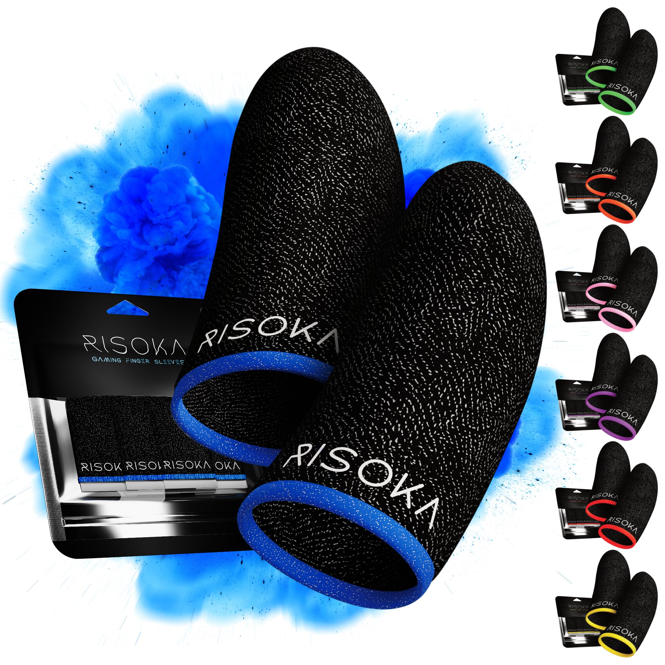 RISOKA 10-Pack Gaming Finger Sleeves for Mobile Gaming - PUBG Mobile, Call of Duty, Fortnite - Anti-Sweat Touchscreen Thumb Gloves for Smartphones & Tablets - Perfect for Esports, Live Streaming & Long Gaming Sessions