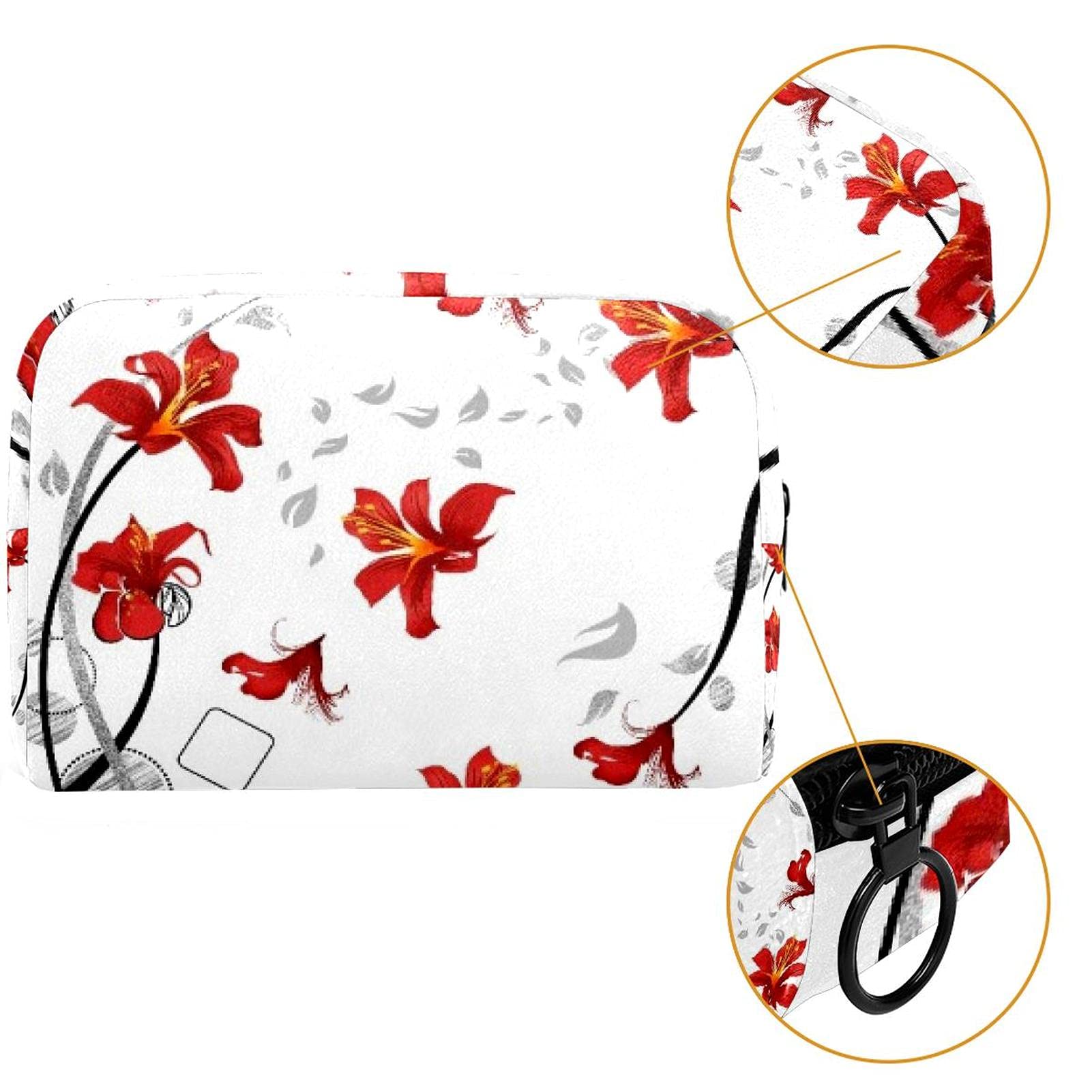 Large Red Pistachio Makeup Bag for Women & Girls - Travel Cosmetic Organizer with Zipper, Portable Makeup Case for Purse, Gym, Vacation & Daily Use