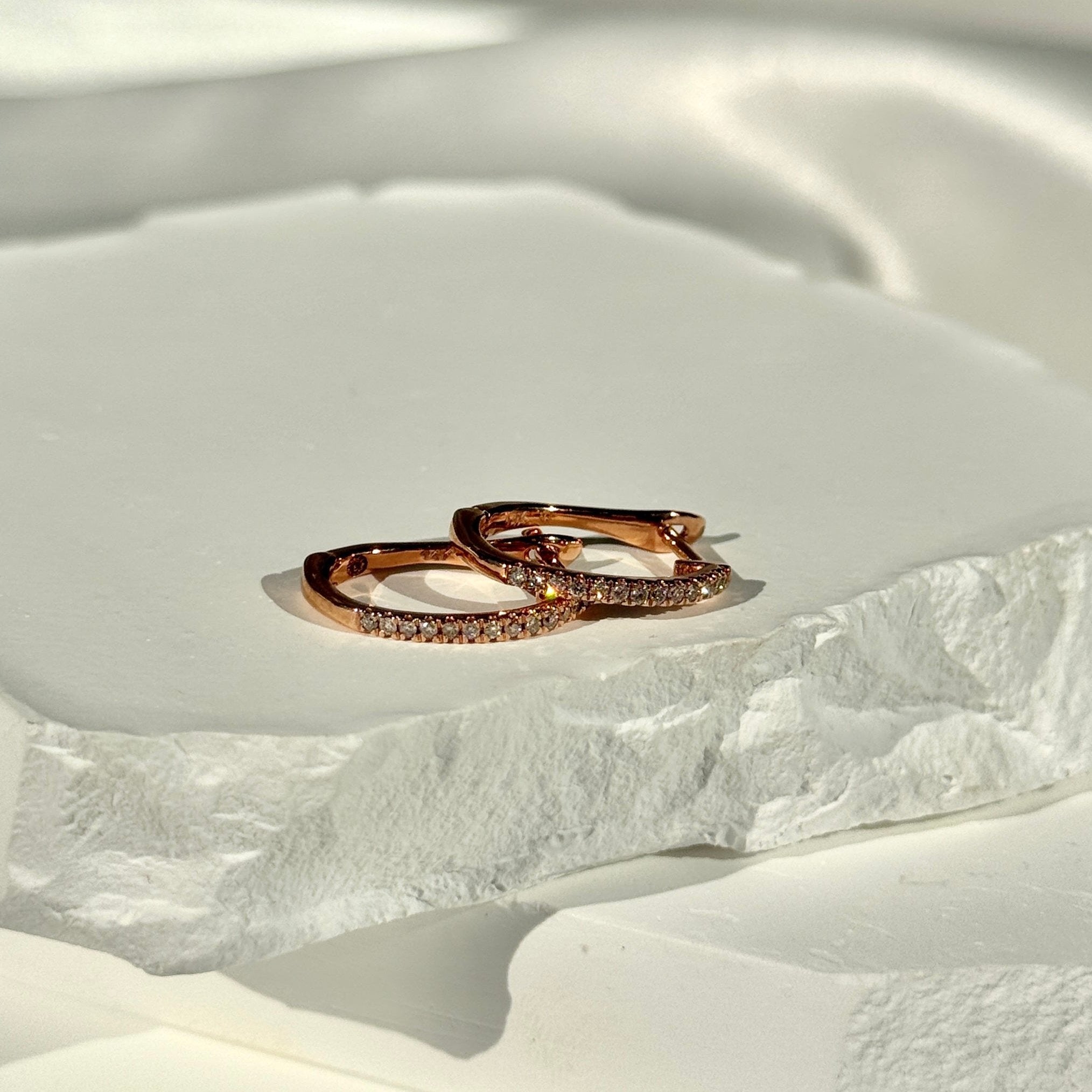 14K Yellow Gold Diamond Hoop Earrings for Women - Dainty Everyday Stud Earrings for Work, Date Night & Special Occasions