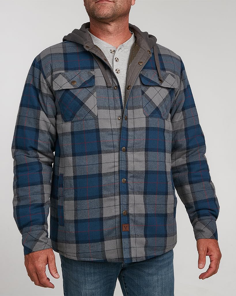 Venado Men's Reflex Quilt Lined Flannel Shirt Jacket with Hood - Reflective Winter Coat for Men | Warm Outdoor Workwear & Casual Winter Fashion