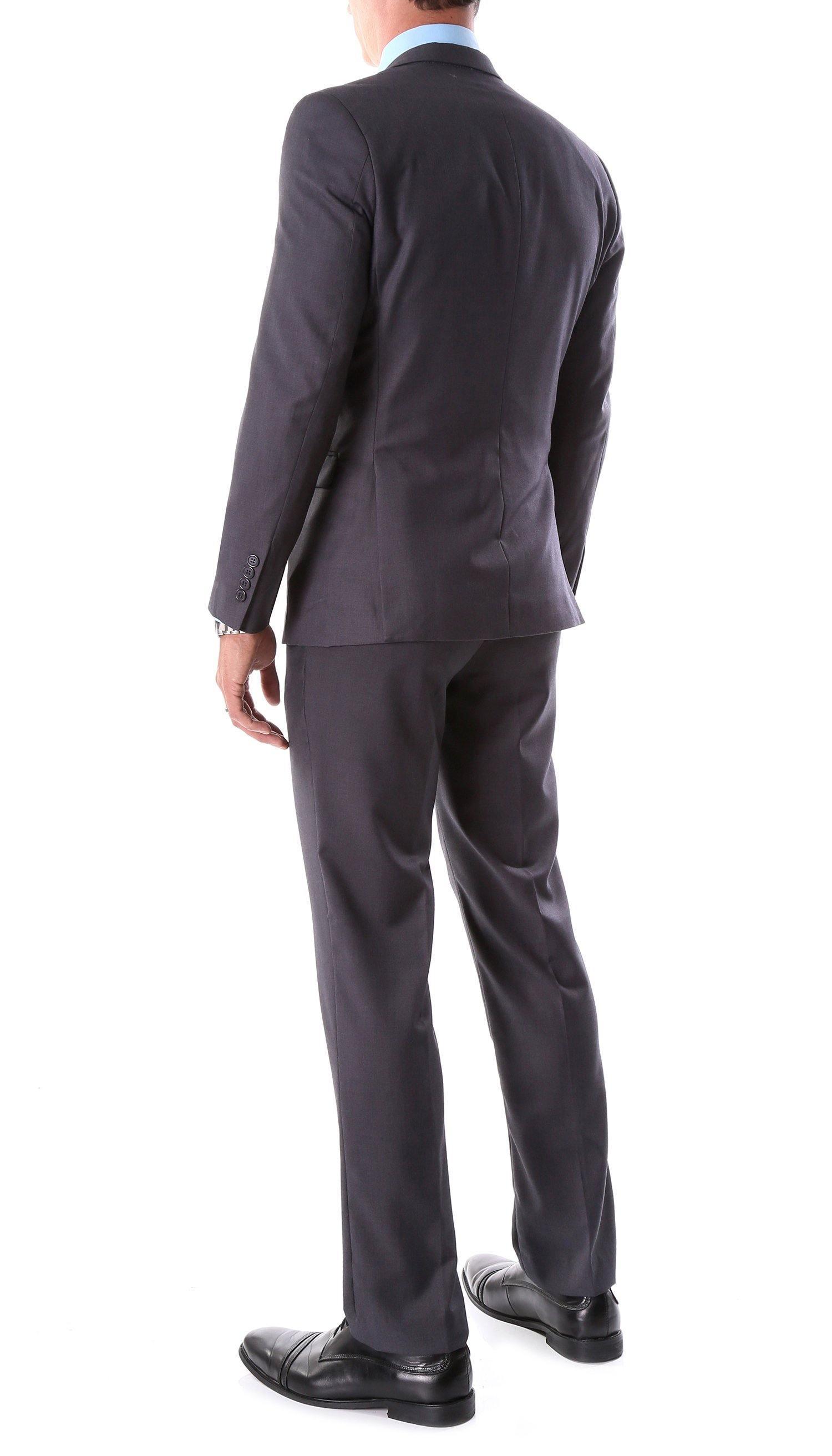 Oslo Collection Slim Fit 2-Piece Suit for Men - Charcoal Gray Business Formal Attire | Perfect for Weddings, Office & Special Occasions
