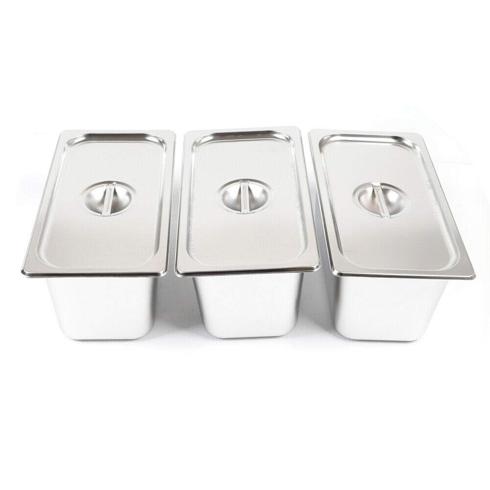 3-Pan Commercial Electric Food Warmer - 7L x 3 Stainless Steel Bain Marie with Lid - 110V 850W Buffet Warmer for Restaurants, Catering & Events - Keep Food Hot for Parties, Weddings & Banquets