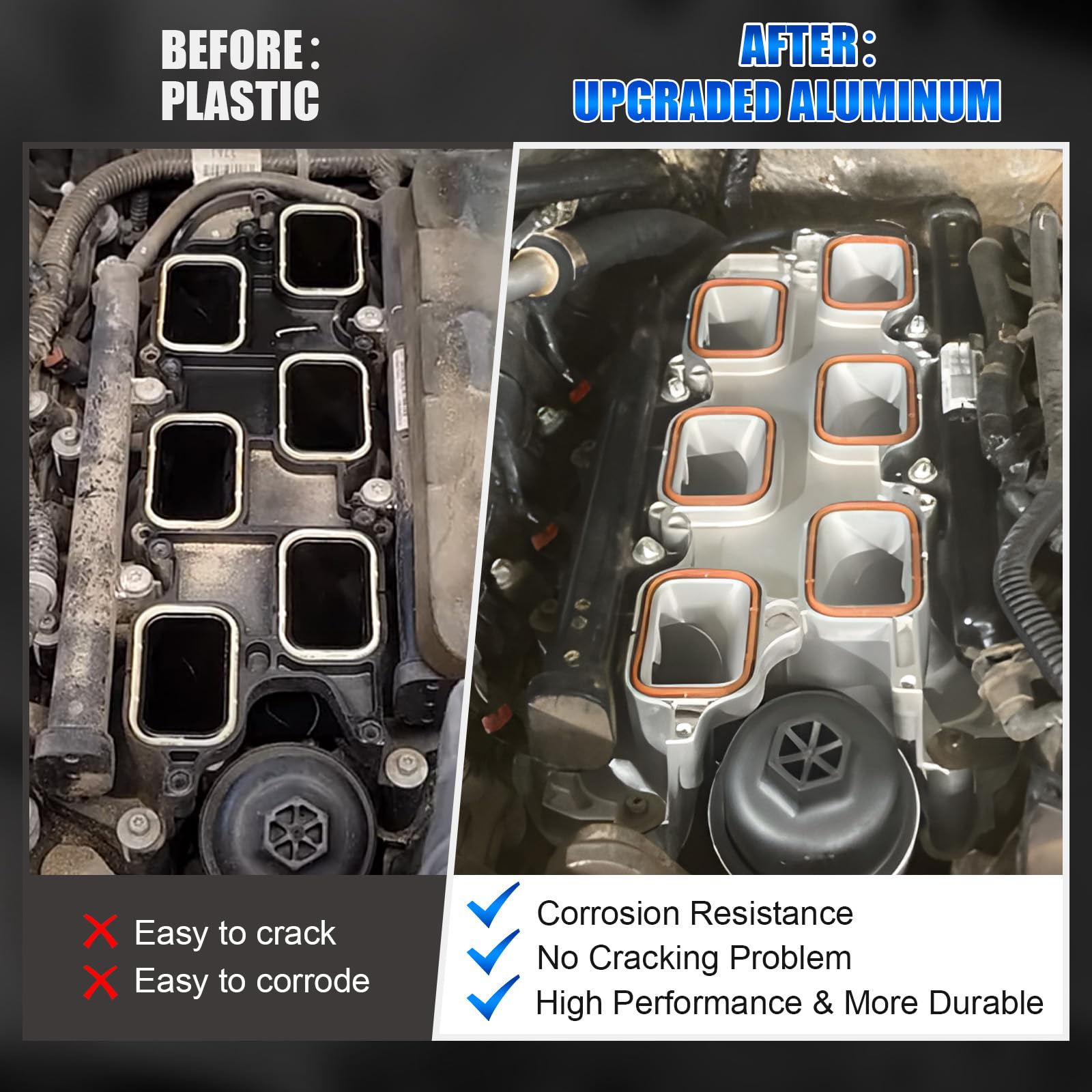 Upgraded Full Aluminum Engine Lower Intake Manifold with Gasket & Bolts - Compatible with Jeep Dodge Chrysler Ram 3.6L V6 (Cherokee, Wrangler, Journey, Grand Caravan, Durango, Charger, Challenger, ProMaster) - High Performance Replacement Part for Improved Engine Efficiency & Durability