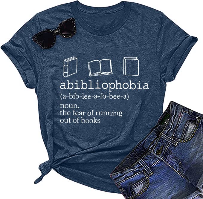 Abibliophobia Definition T-Shirt for Women - Funny Book Lover Tee - Teacher Apparel & Casual Reading Shirts - Perfect for Book Clubs, Library Visits & Literary Events