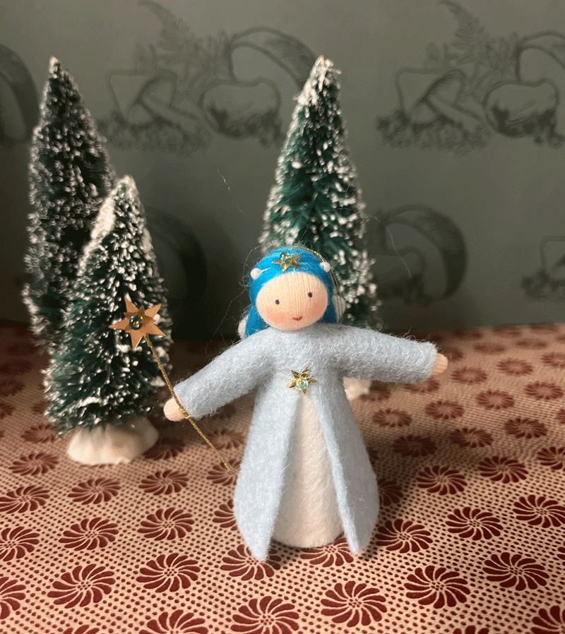 2023 White and Blue Wishing Fairy - Waldorf Style Handmade Felt Doll for Kids | Perfect for Imaginative Play, Waldorf Education, and Nursery Decor