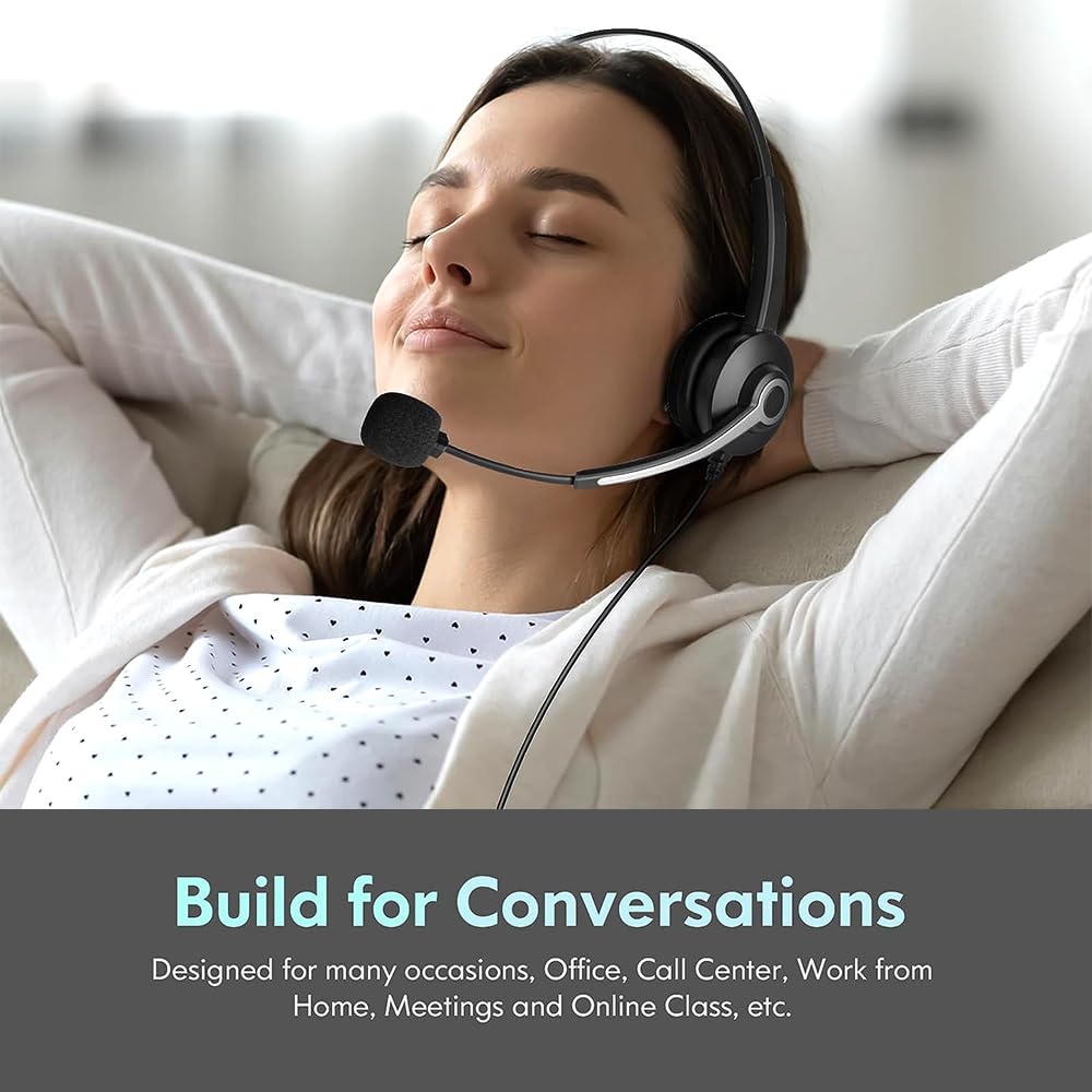 Wantek Wired Gaming Headset with Noise-Cancelling Microphone - 3.5mm PC Headphones with In-Line Volume Control for Laptop, Computer, Office & Home Use - Perfect for Online Meetings, Gaming & Remote Work
