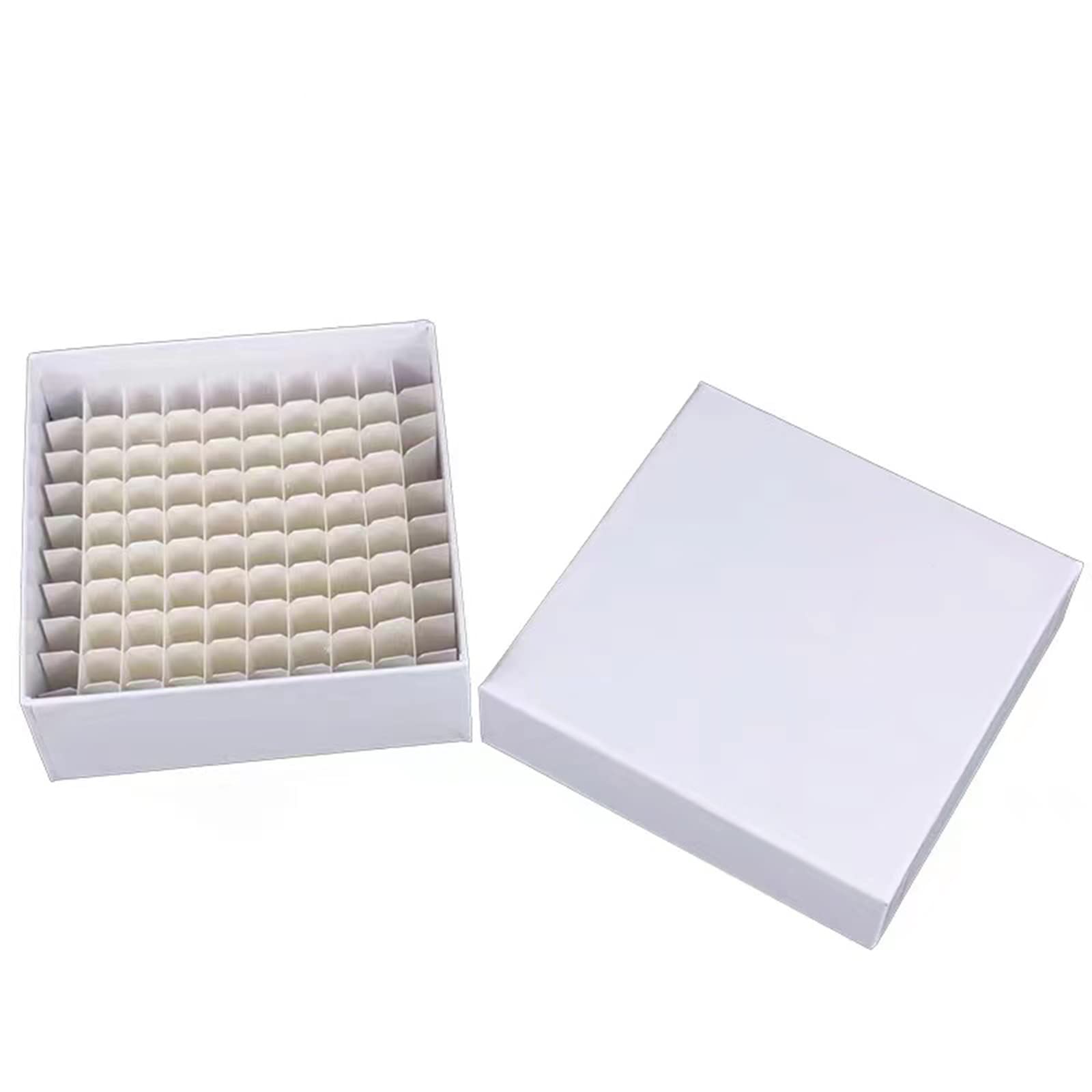 White Cardboard Freezer Box with Water & Ice Resistant Coating - 81 Place Storage for 1.5-2.0 mL Cryovials (Pack of 12) | Ideal for Lab Sample Storage, Biobanking & Medical Research