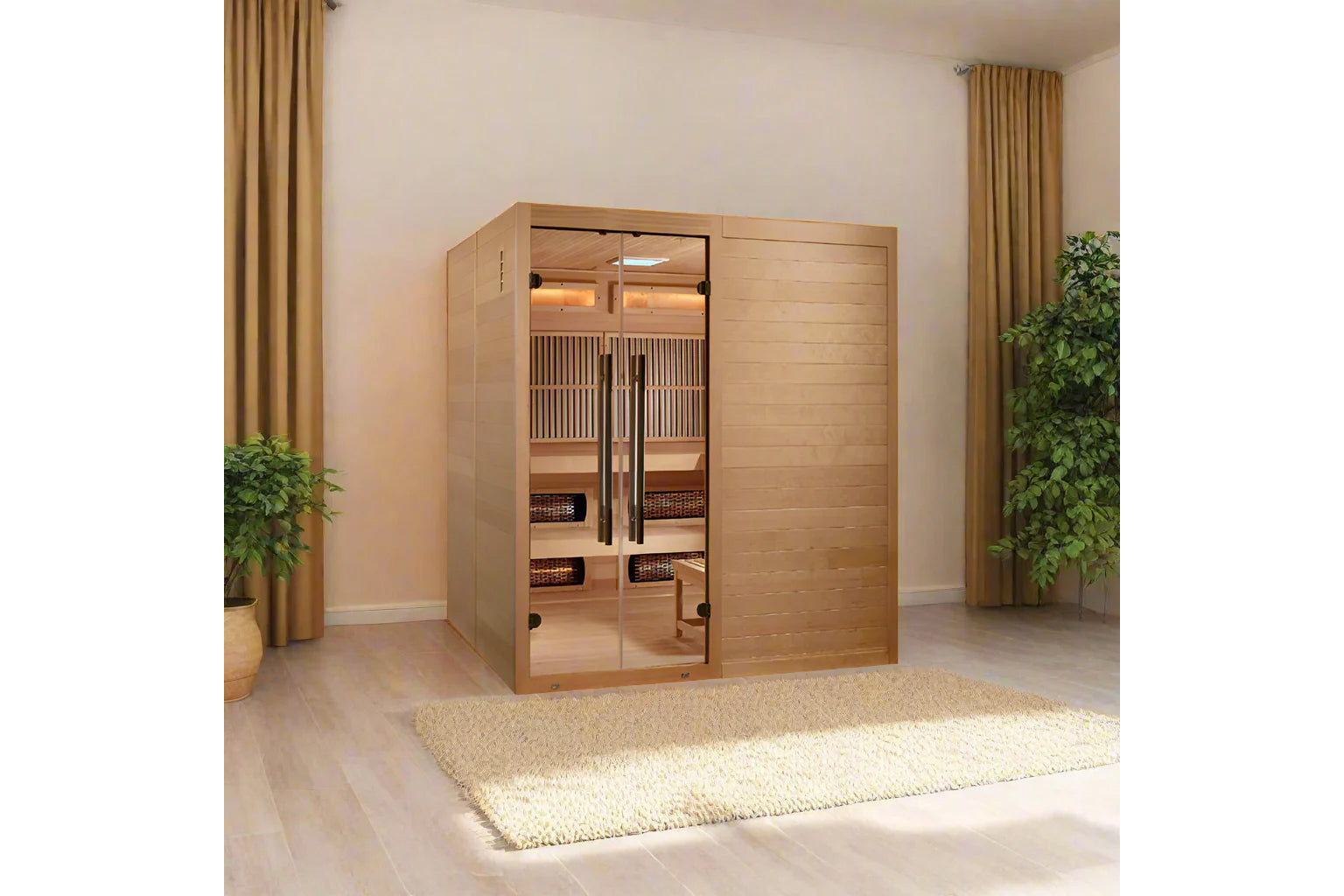 Golden Designs 2025 Toledo 6-Person Indoor Hybrid Sauna with Carbon Heaters - Home Spa Relaxation & Detox for Family Wellness