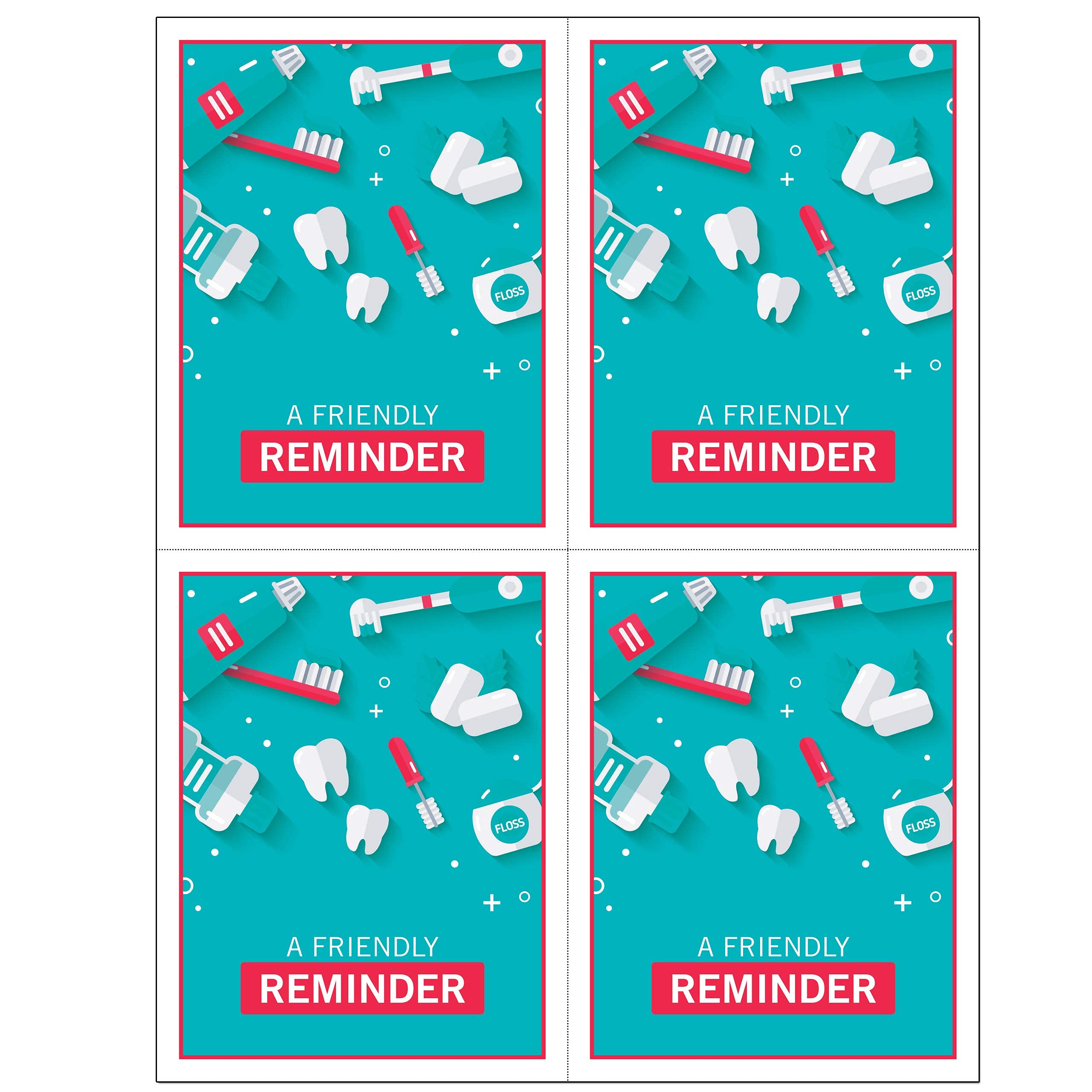 Customizable Dental Laser Appointment Reminder Postcards - 1000 Pack, 4.25