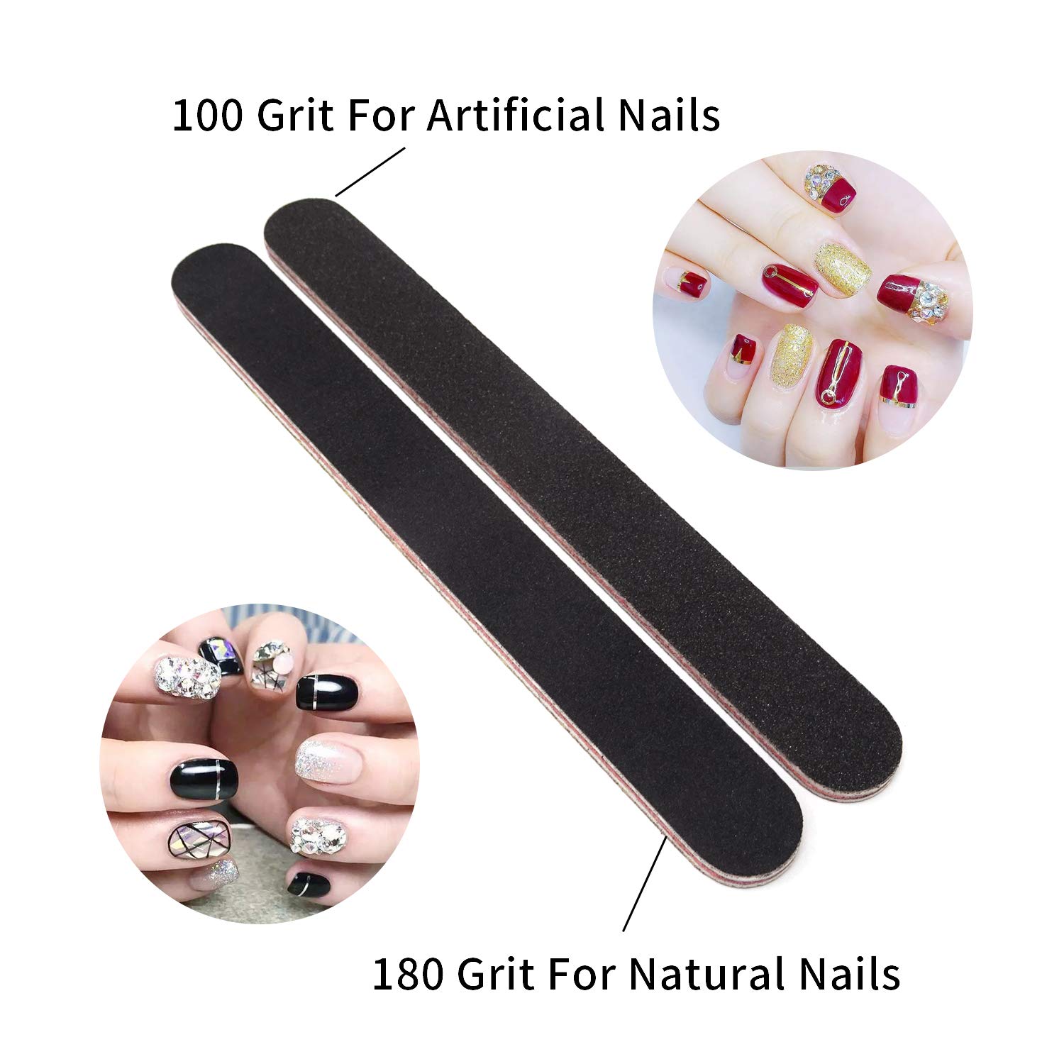 Honbay 20PCS Double Sided Nail Files Emory Boards - 100/180 Grit Professional Nail Art Tools for Home & Salon Use - Perfect for Manicures, Pedicures & Nail Extensions