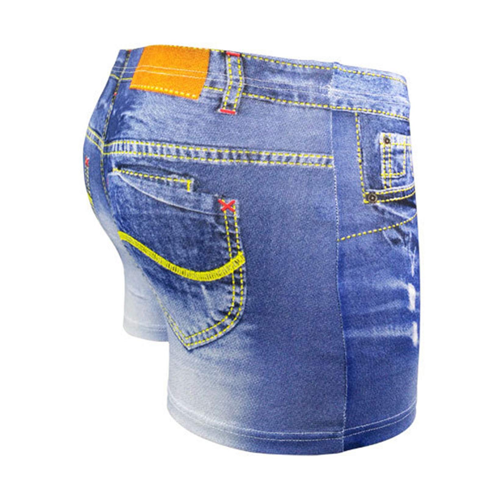 Andongnywell Men's Underwear - Cowboy Fake Jean Printed Spandex Boxer Briefs, Breathable & Stretchable Knickers, Seamless Underwear for Daily Wear & Casual Outfits