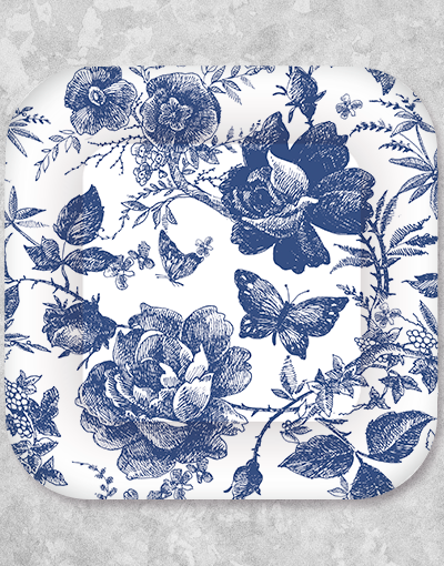 Avril Blue Dinner Plates Set of 24 - Elegant Porcelain Plates for Formal Dining, Parties & Everyday Use - Dishwasher & Microwave Safe