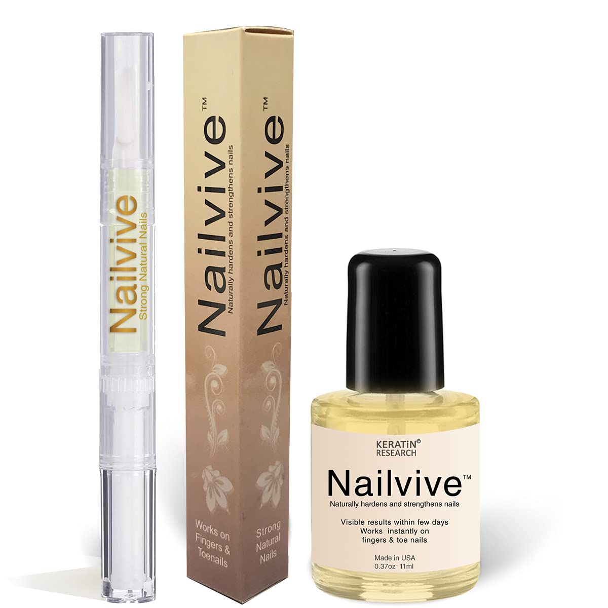 NAILVIVE Nail Strengthening Serum with Natural Keratin & Silk Proteins - Hardens & Repairs Weak, Brittle Nails - Prevents Splitting, Chipping, Peeling & Cracking - Perfect for Salon-Quality Nails at Home or Professional Use