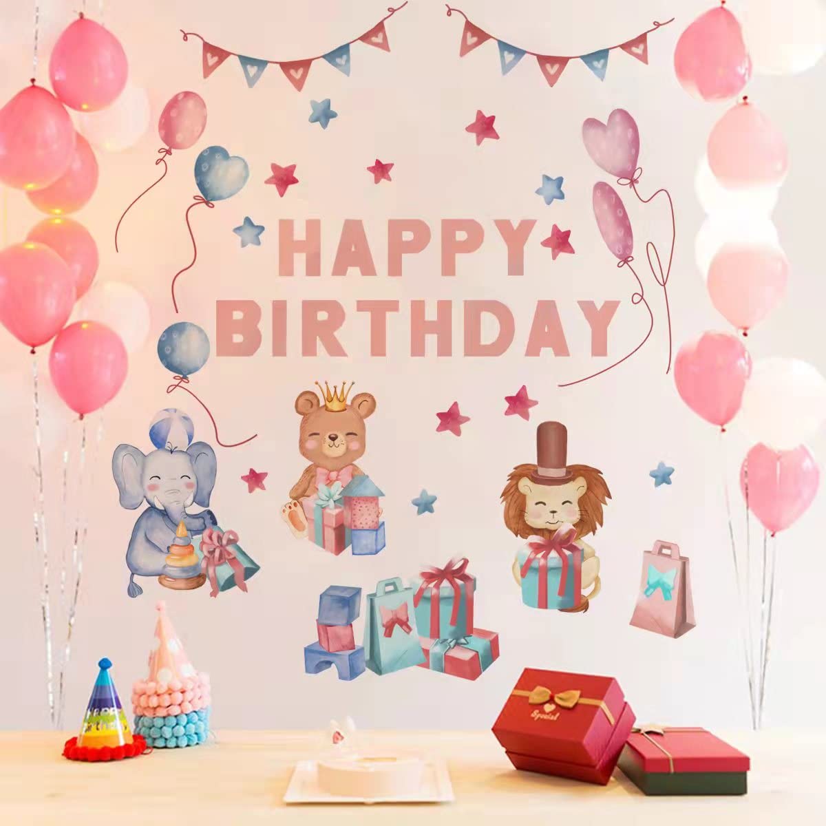 Birthday Party Wall Decals - Adorable Balloon Animal Stickers for Kids Room Decor, Nursery, Classroom & Party Backdrop | Perfect for Baby Showers, Birthday Celebrations & Home Decor
