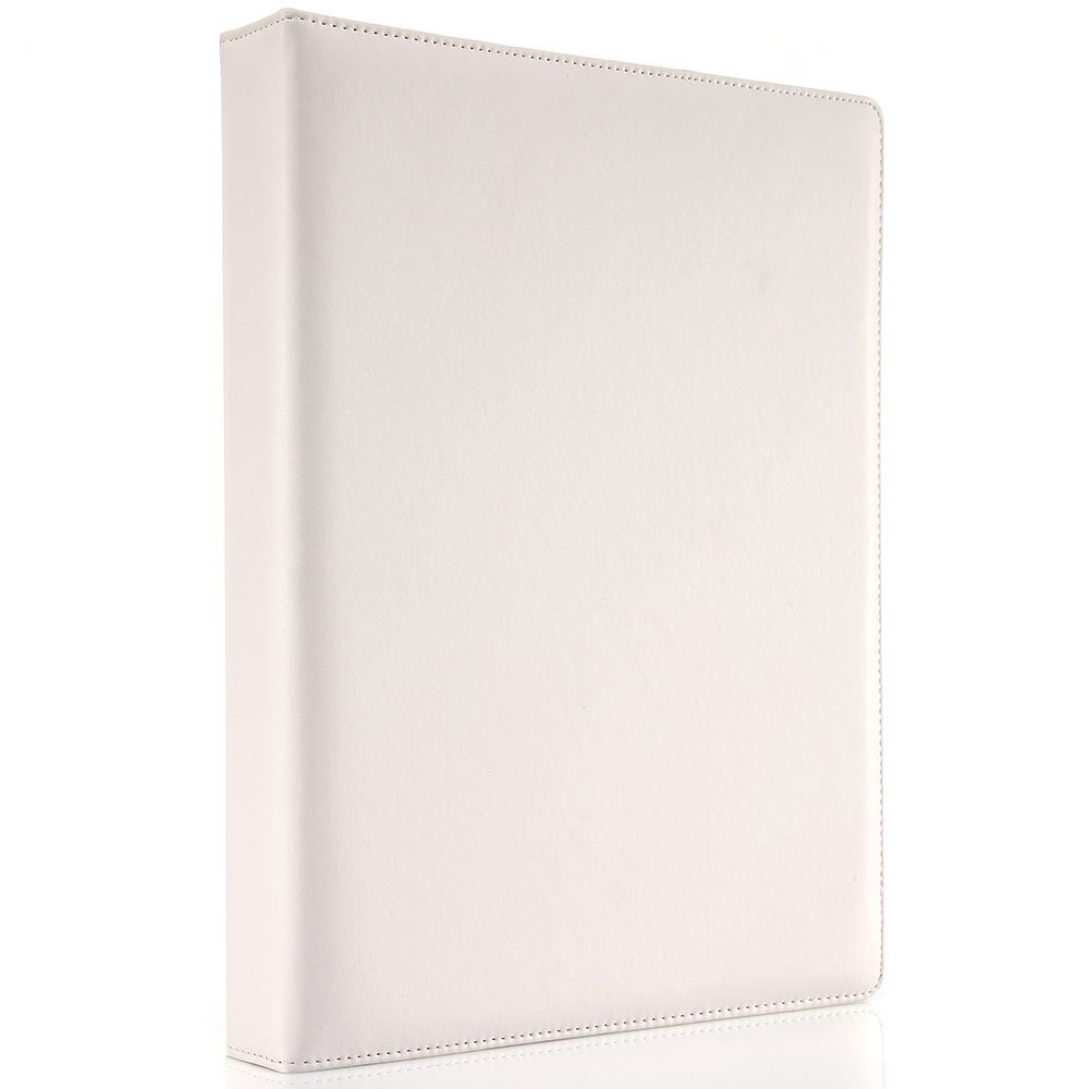 KINGFOM A4 Faux Leather Padfolio Ring Binder - Professional Business File Folder & Document Organizer with Card Holder (3 Ring Binder, White) - Perfect for Office, Meetings & Presentations